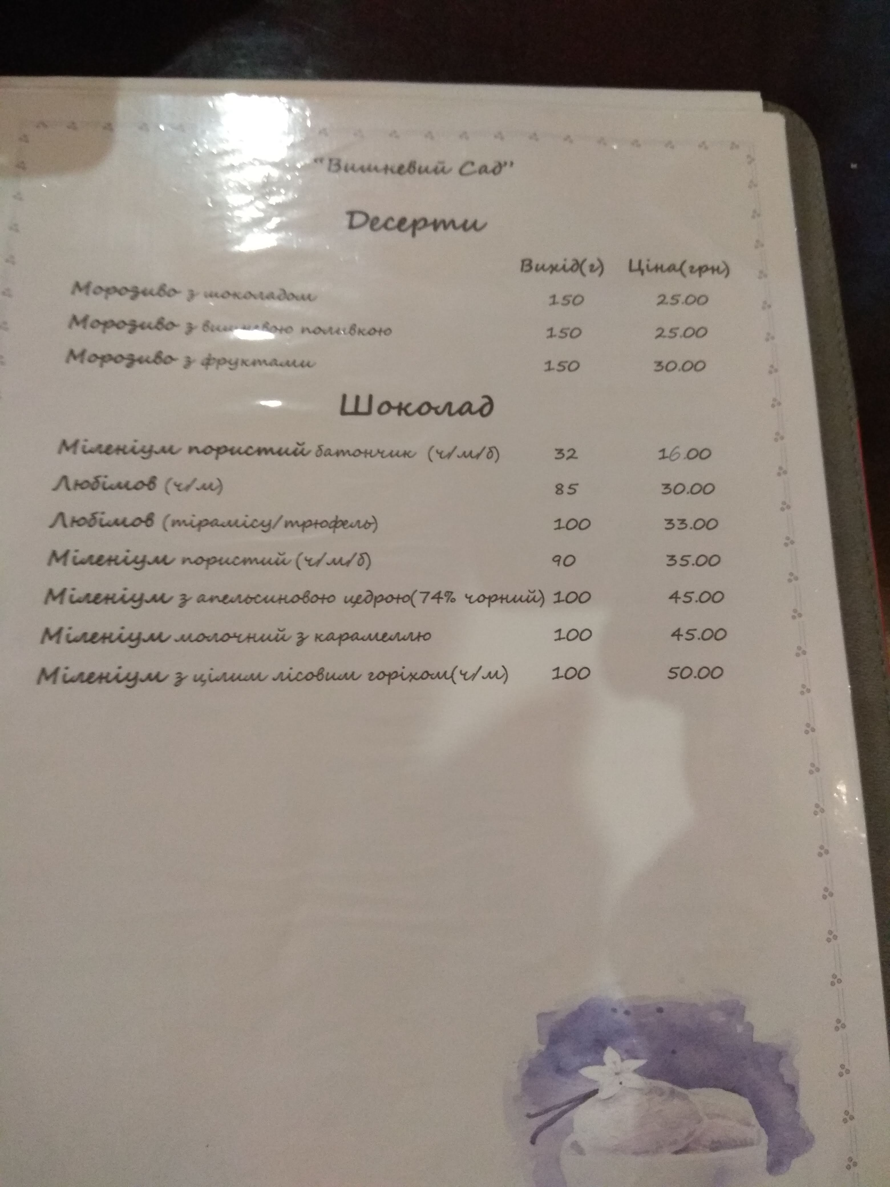 Vyshnevyy Sad menu 8