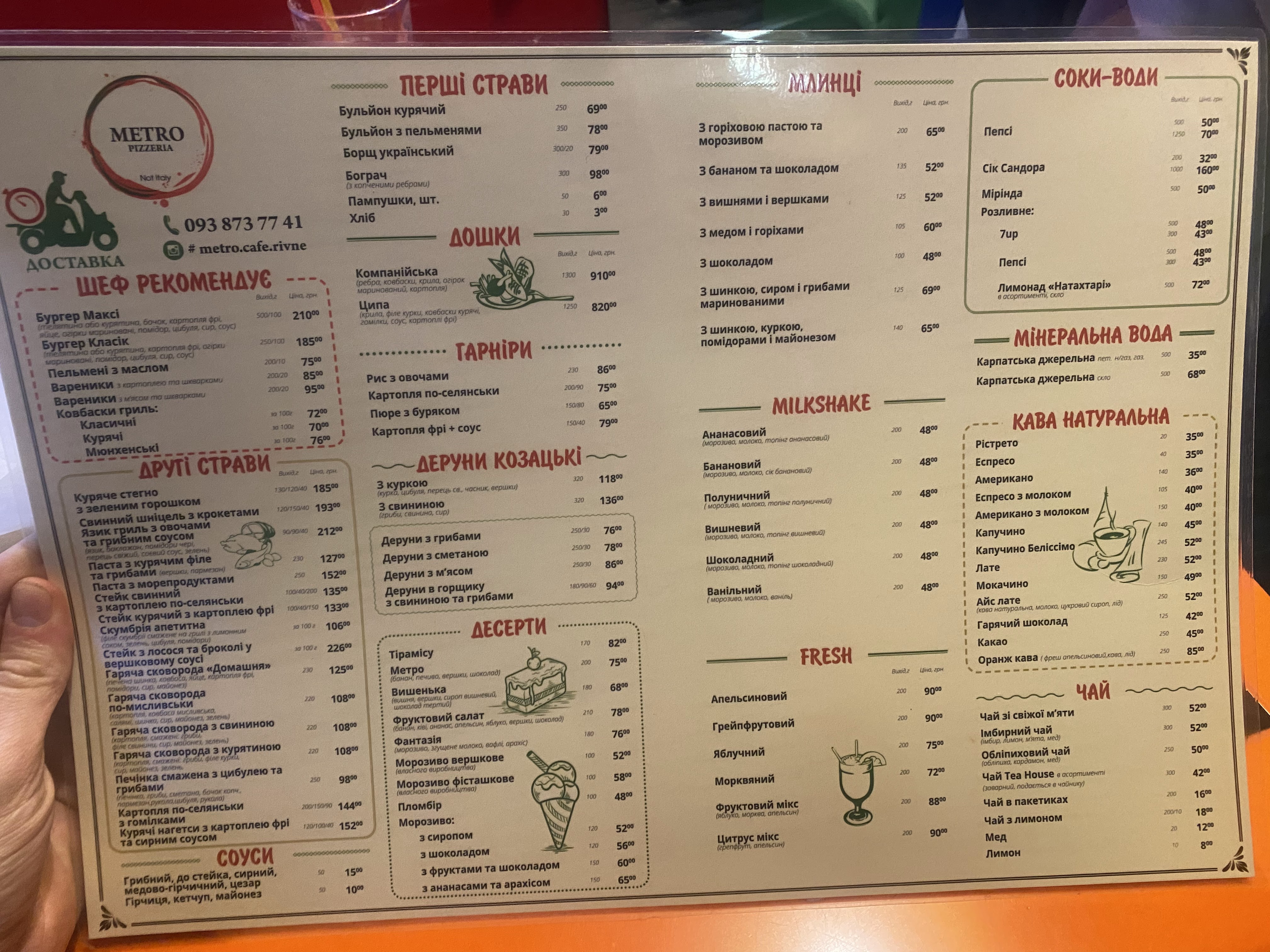 Metro menu 2
