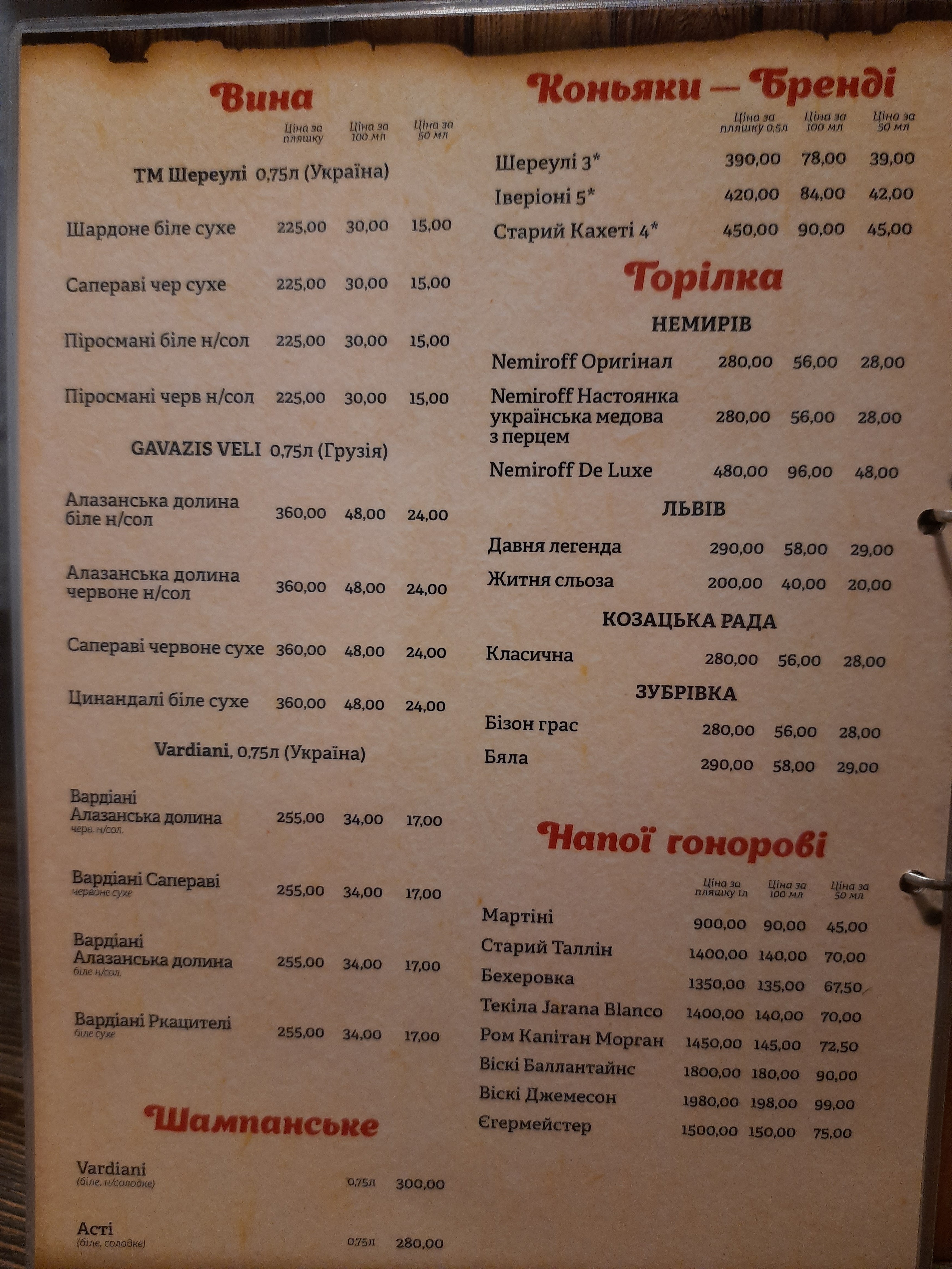 Pan Khalyavsʹkyy menu 1