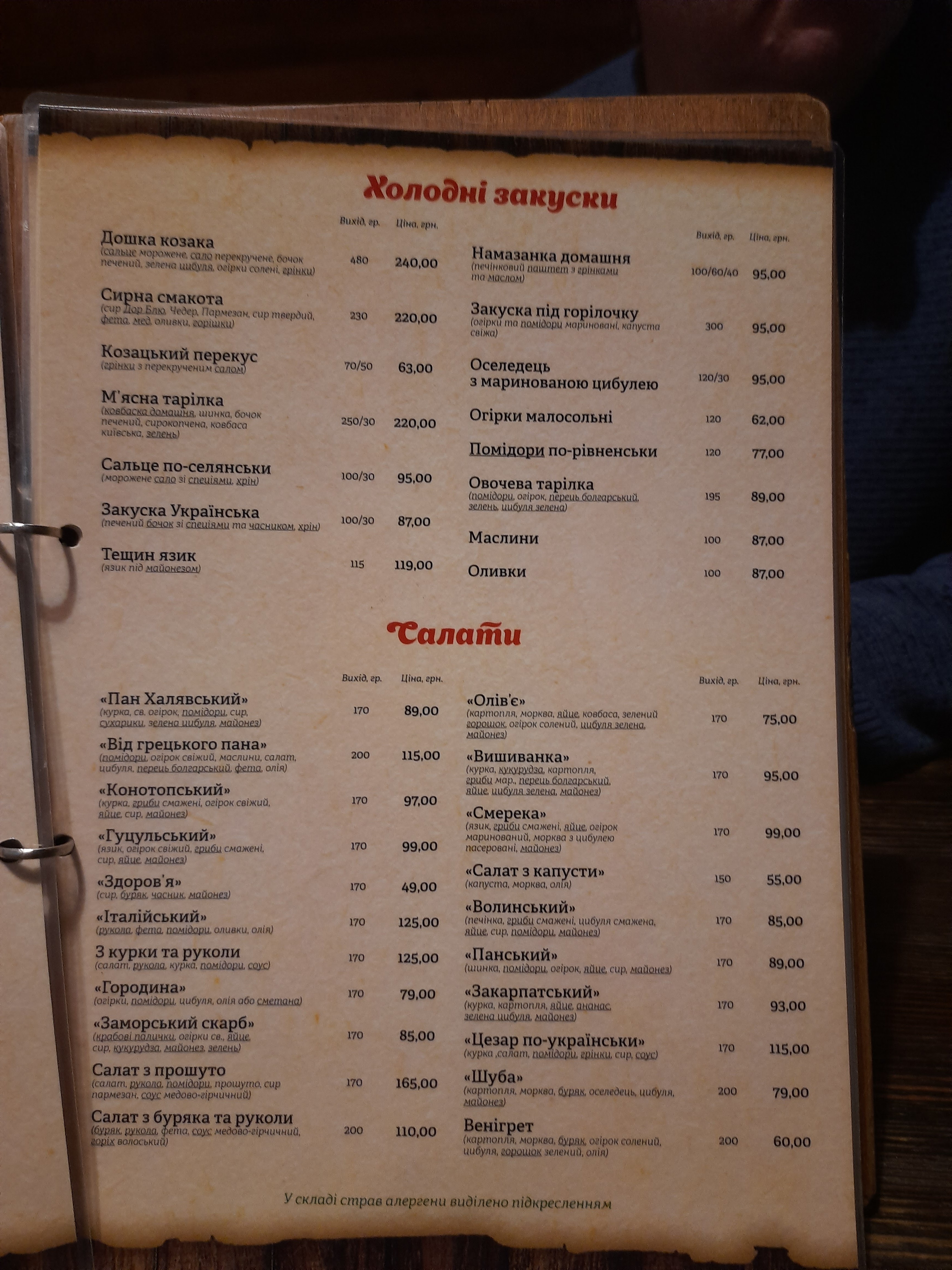 Pan Khalyavsʹkyy menu 2