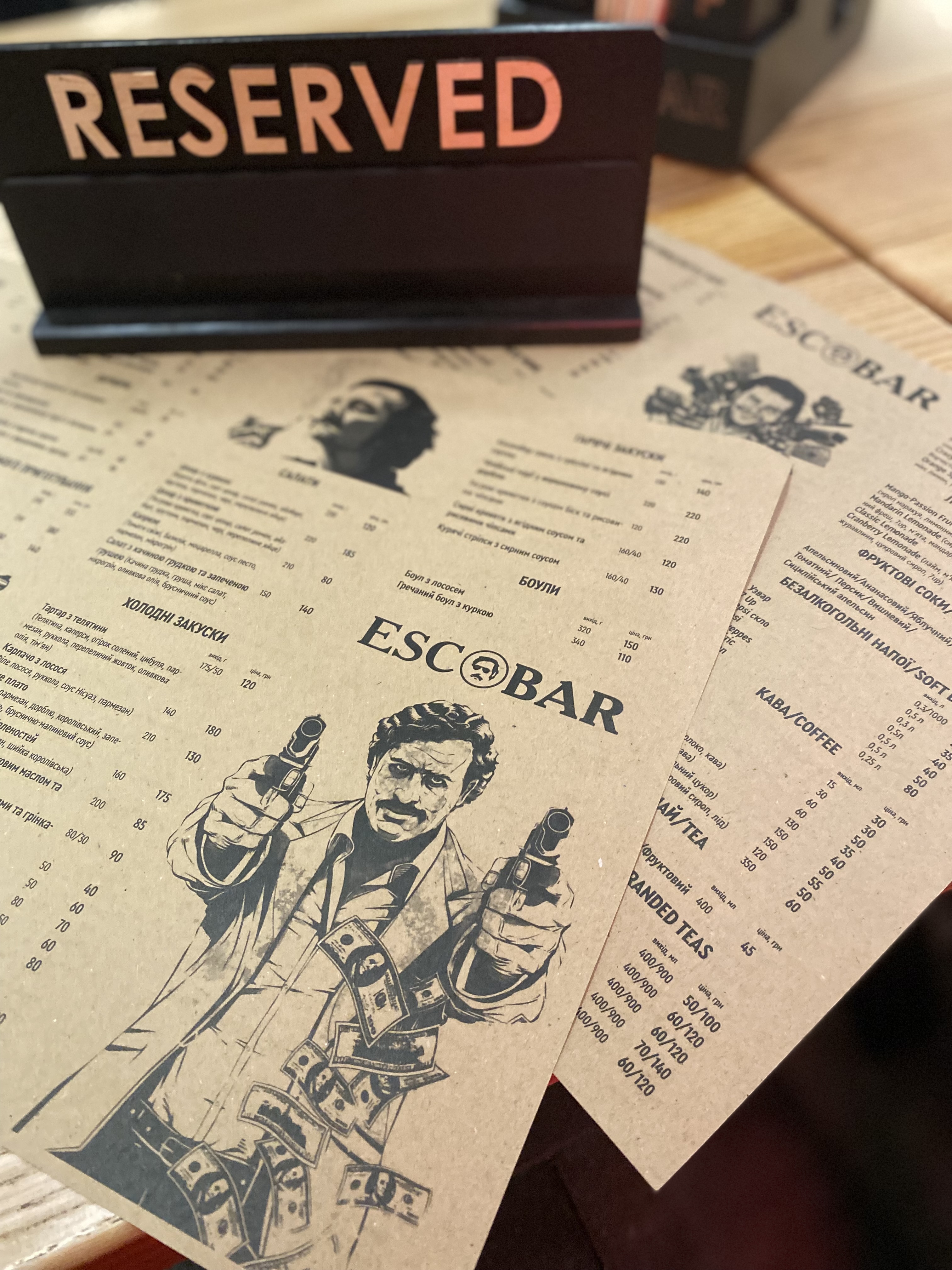 Escobar menu 1