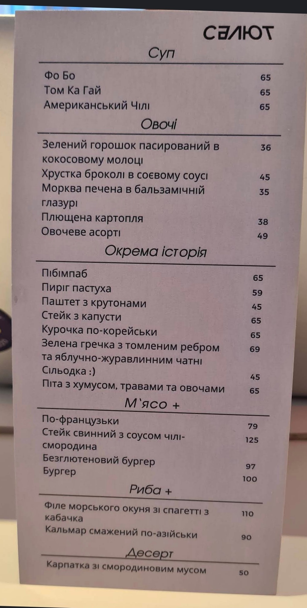 Salyut menu 1