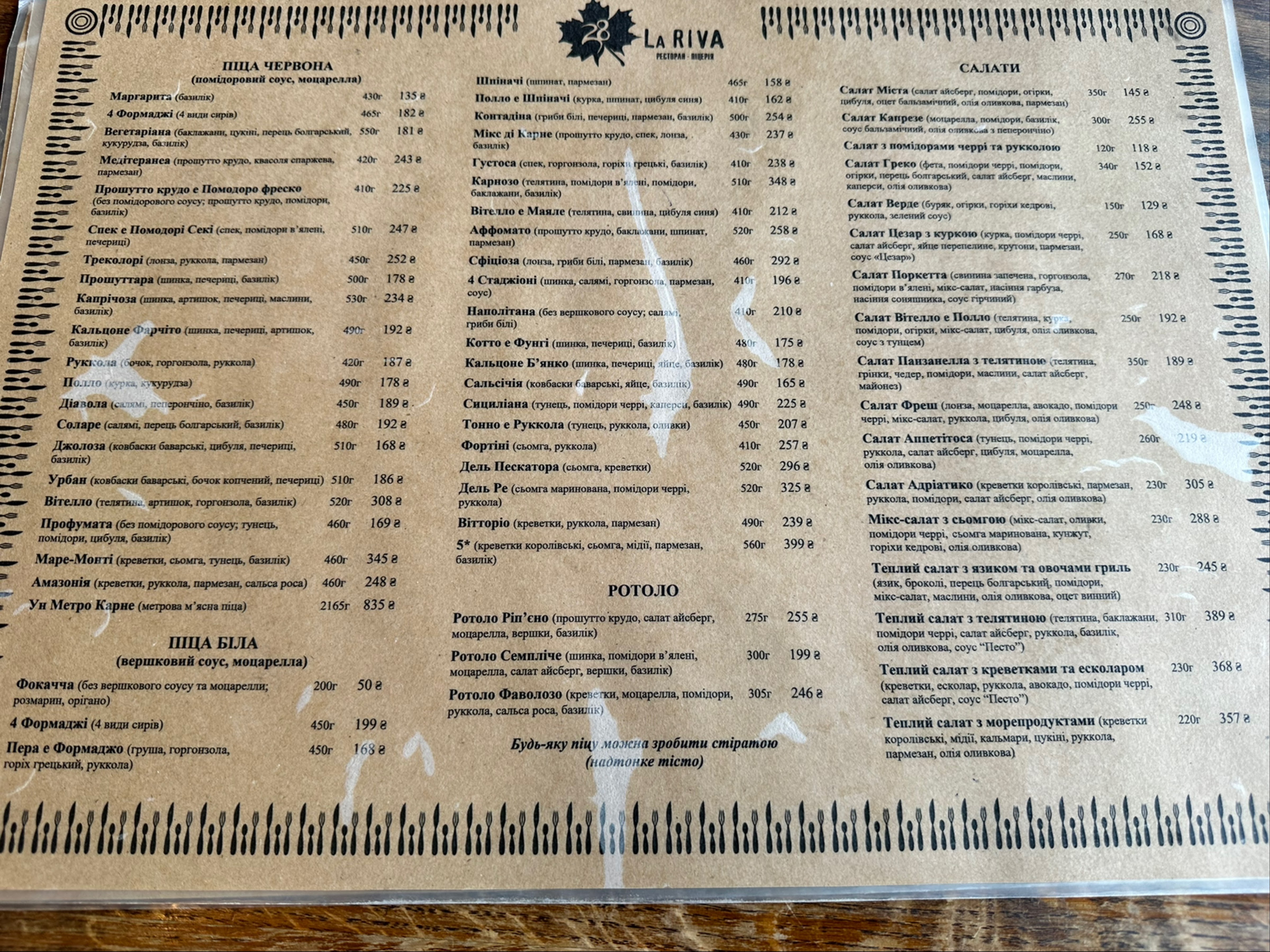 La Riva menu 1