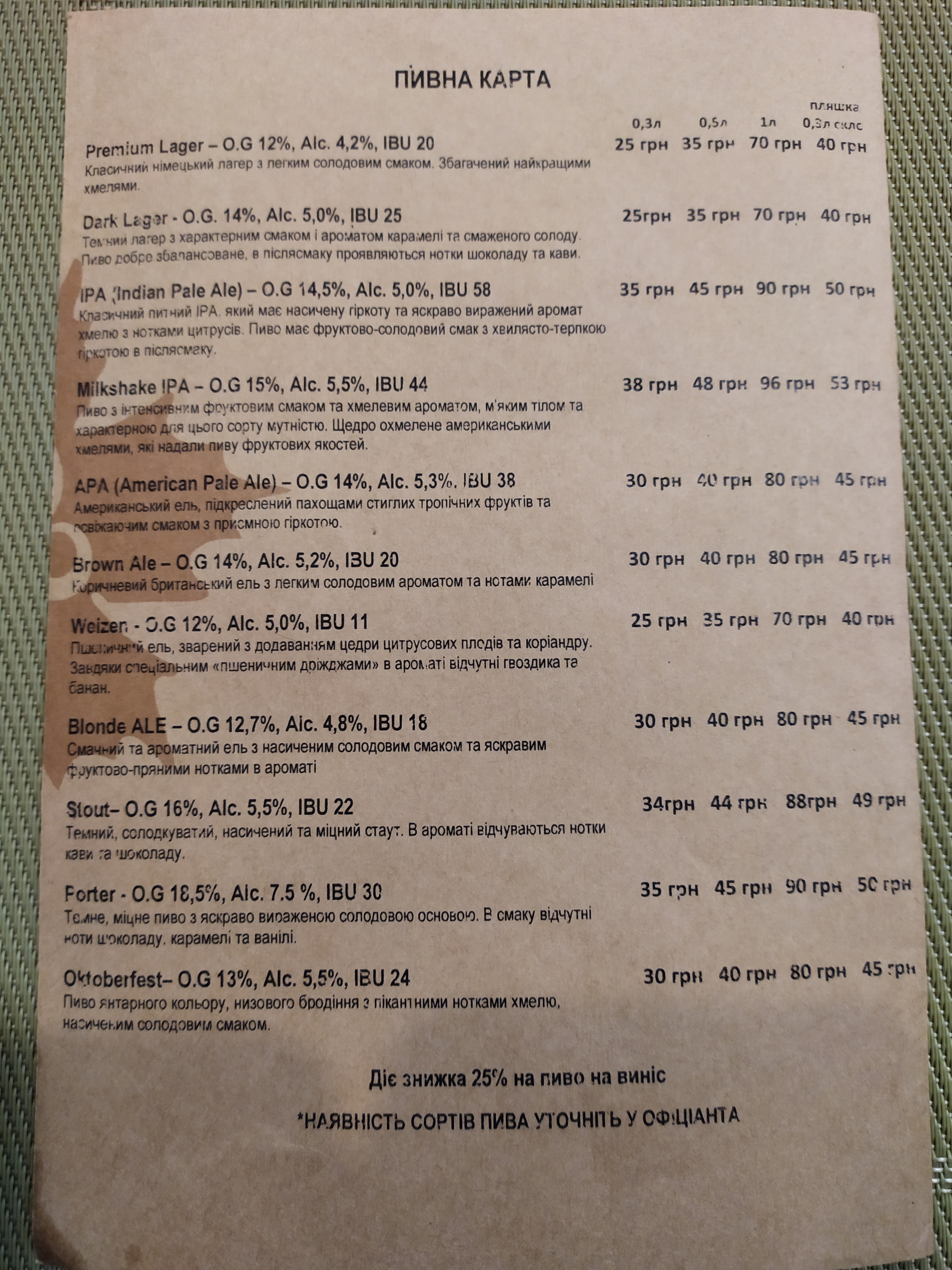 La Riva menu 2