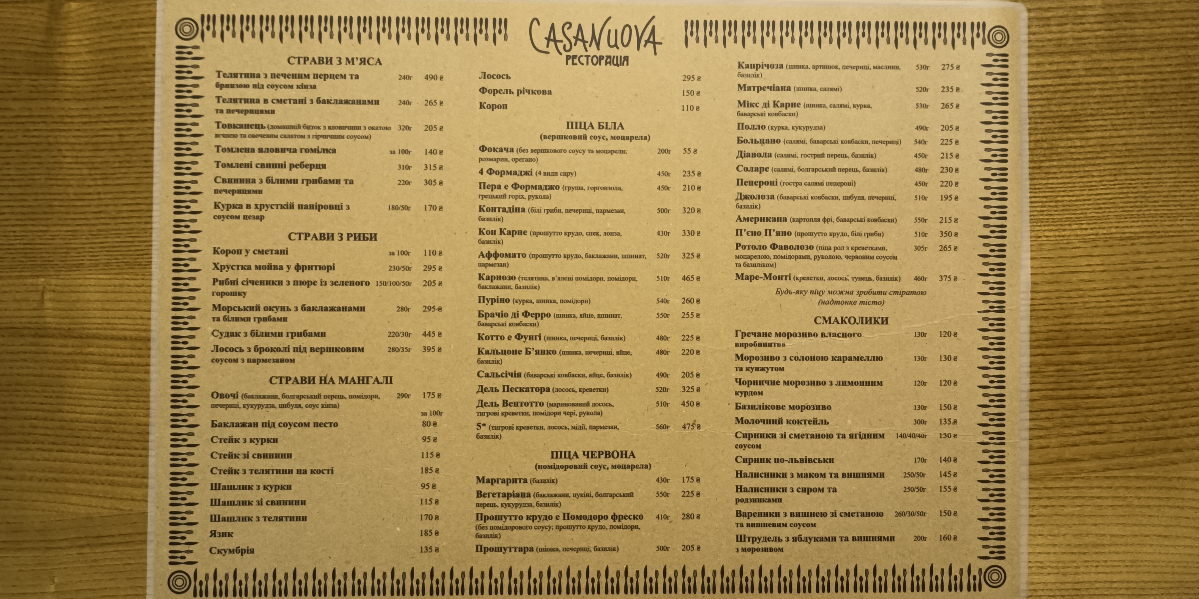Casa Nuova menu 2