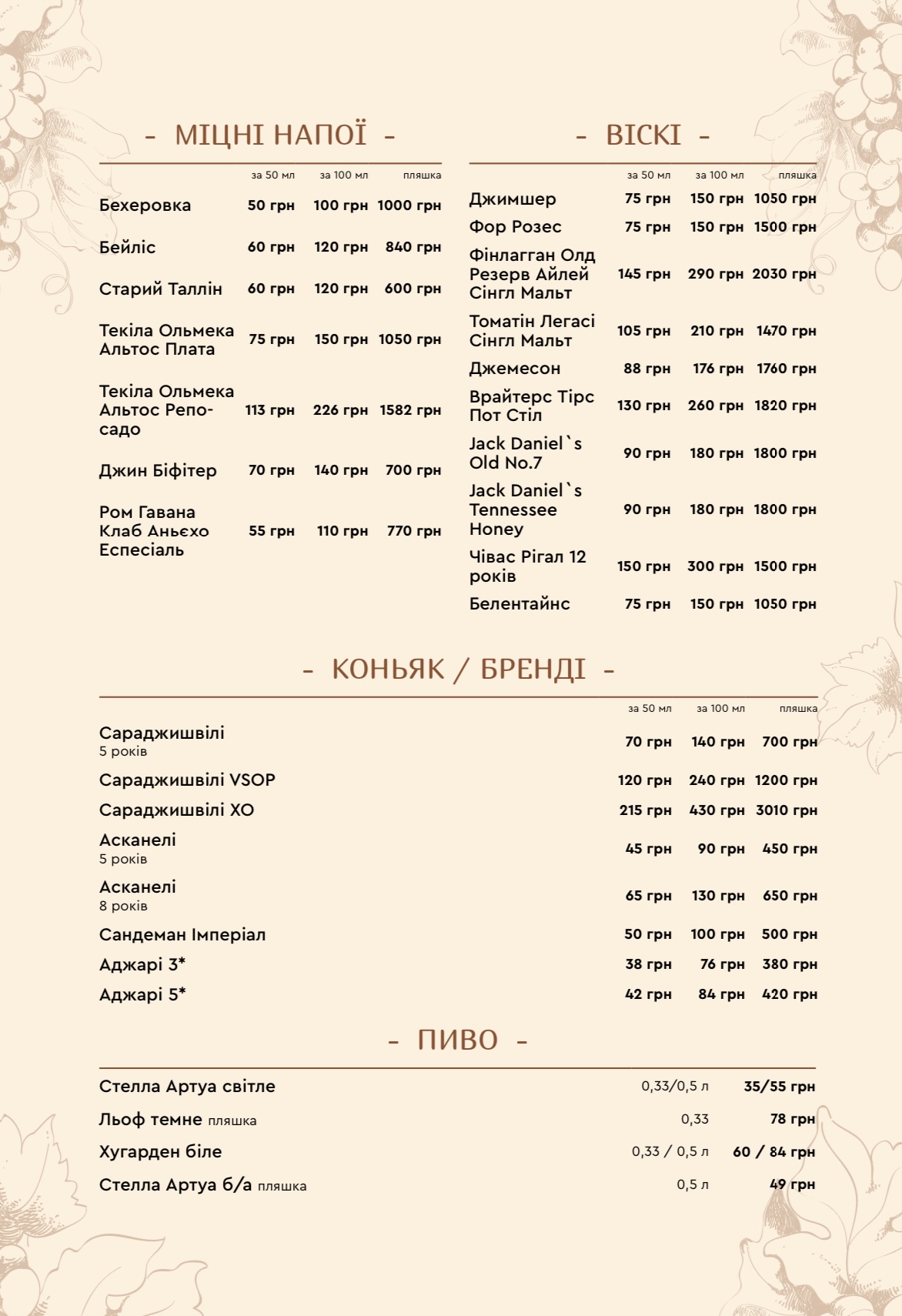 Vinograd menu 1