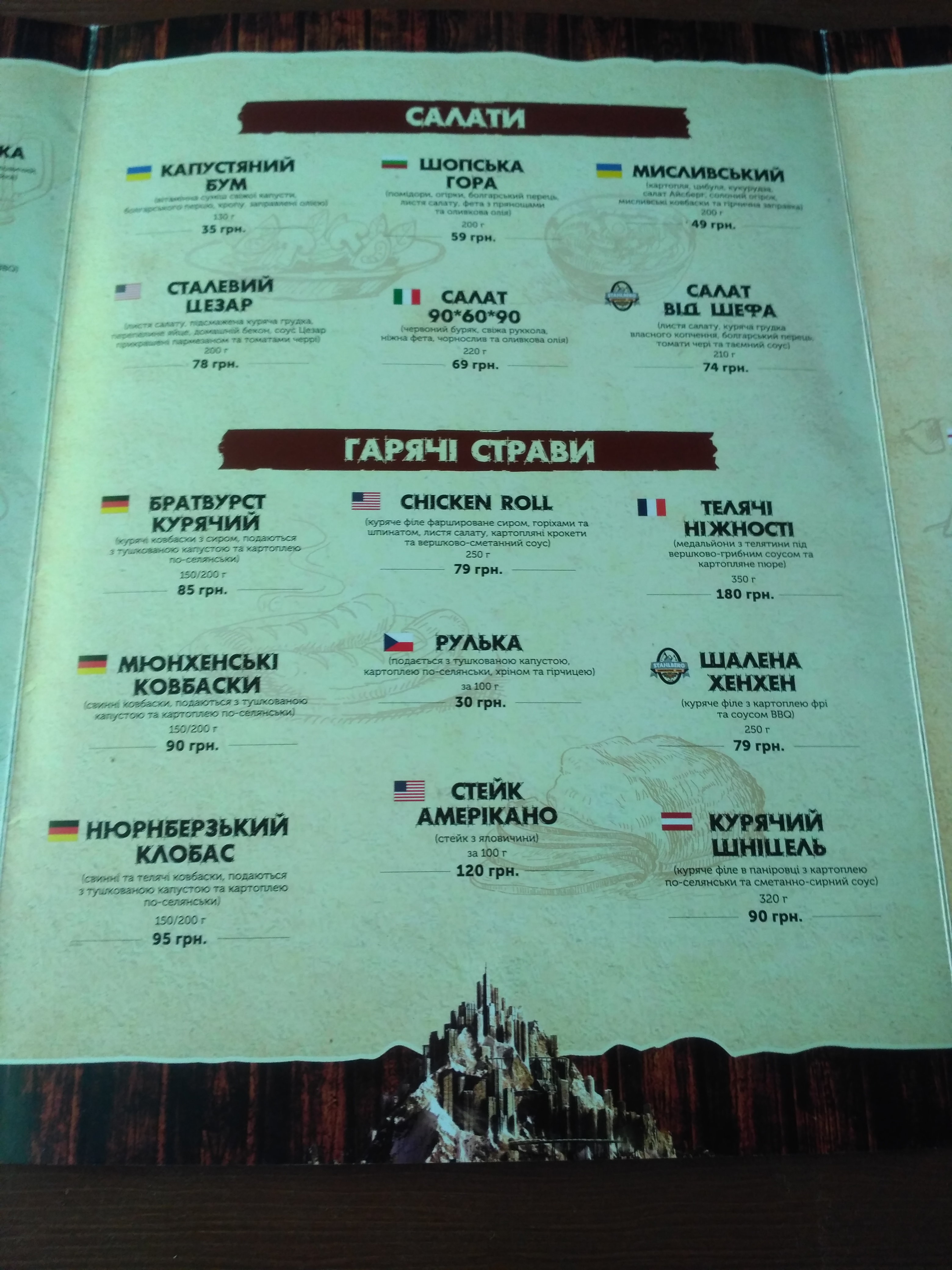 Steel mountain menu 11