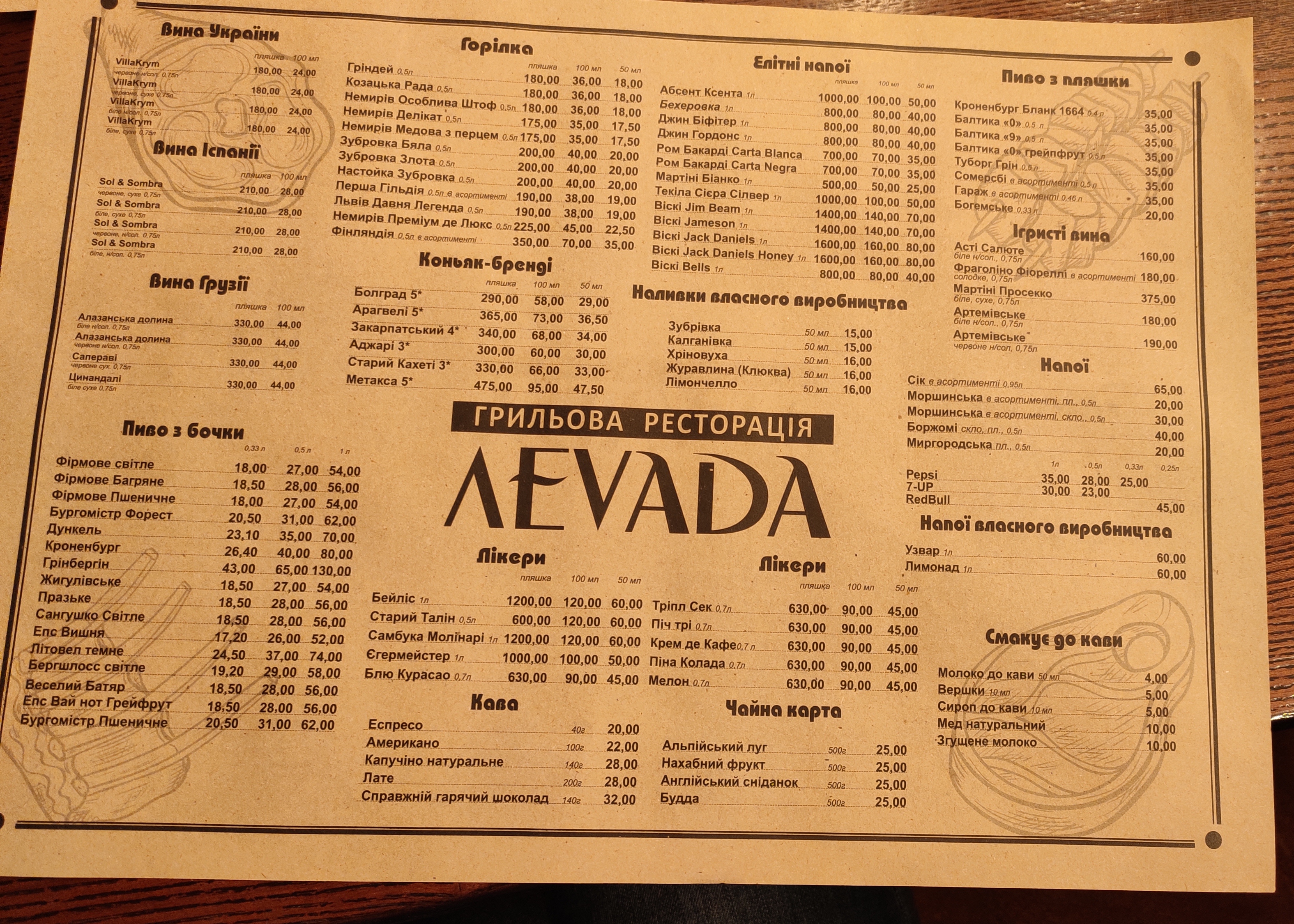 Леvada menu 10