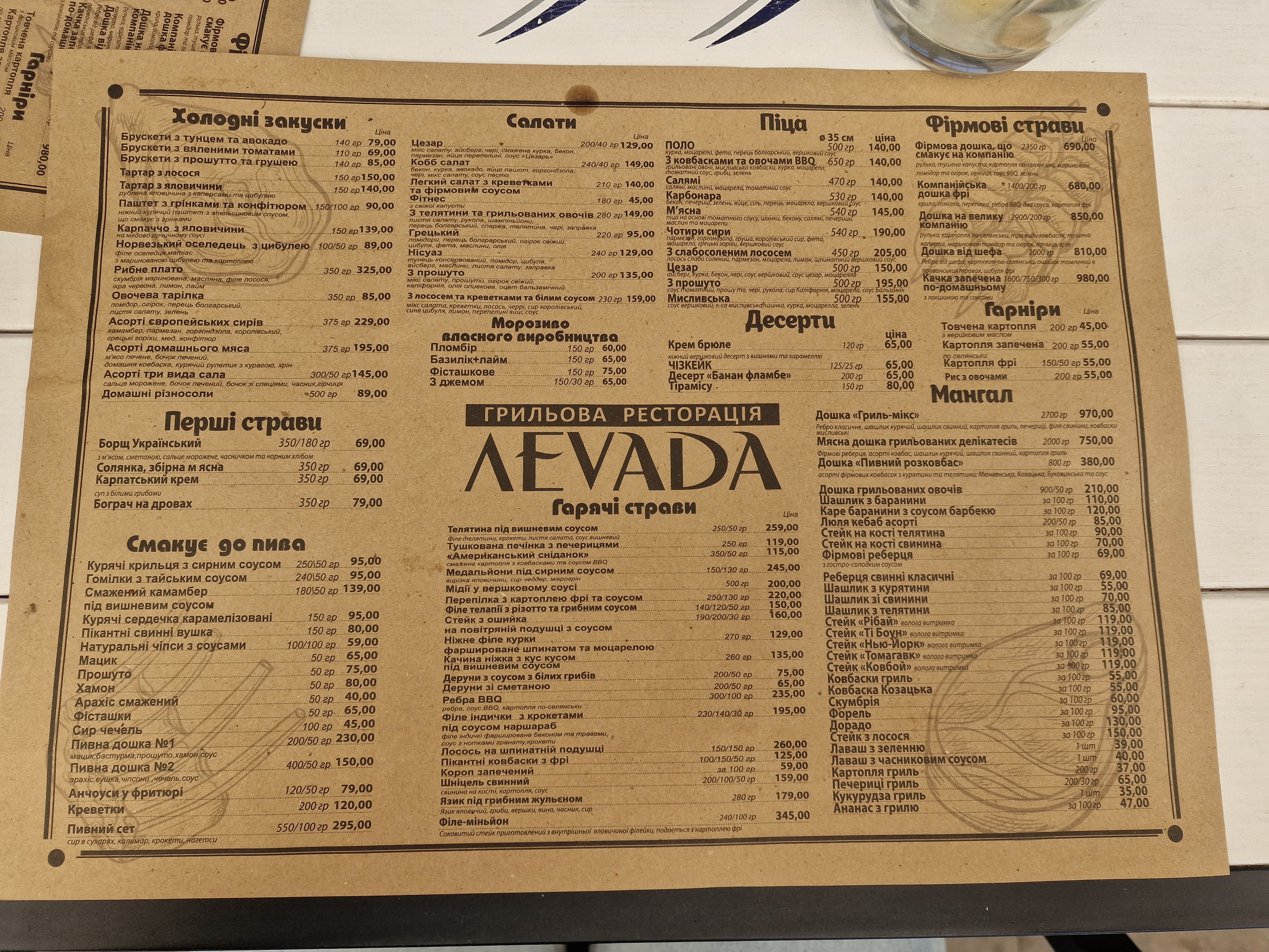 Леvada menu 12