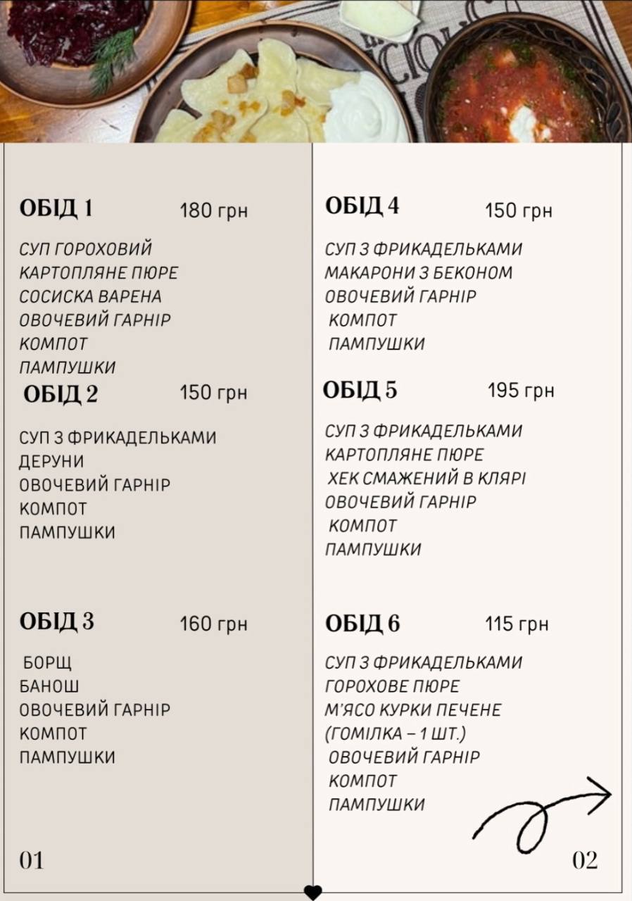 Pyrizhkovyy Ray menu 4