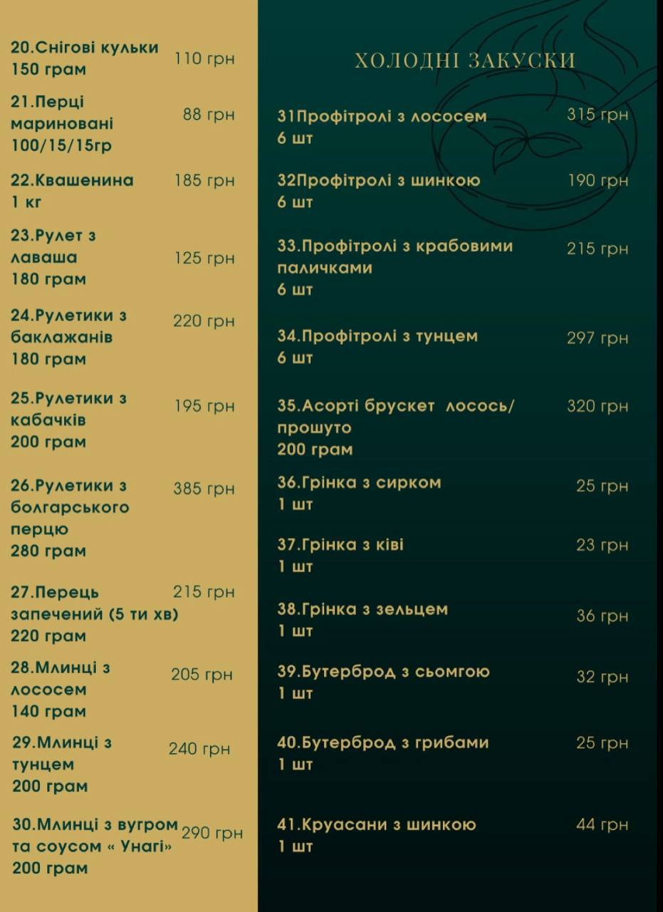 Pyrizhkovyy Ray menu 7