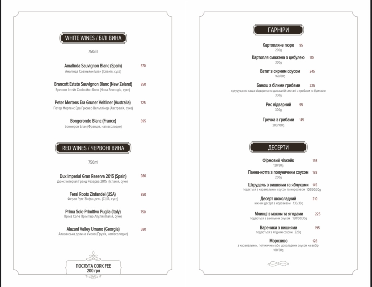 Pivdenna Brama menu 1