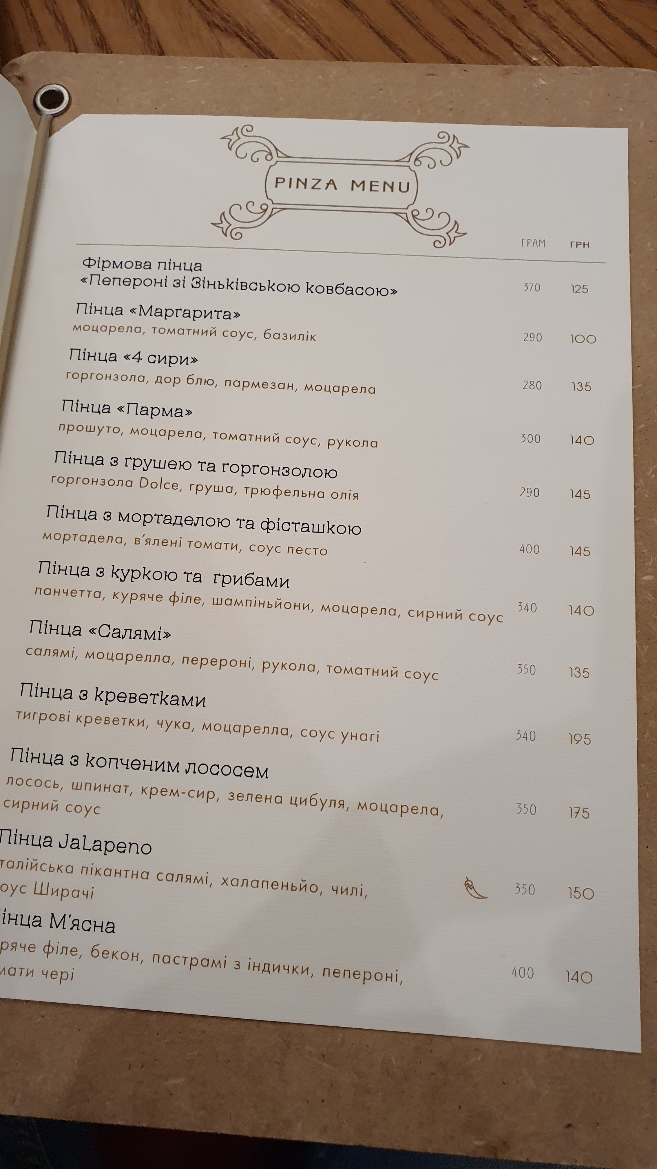 Cukernia Potocki menu 1