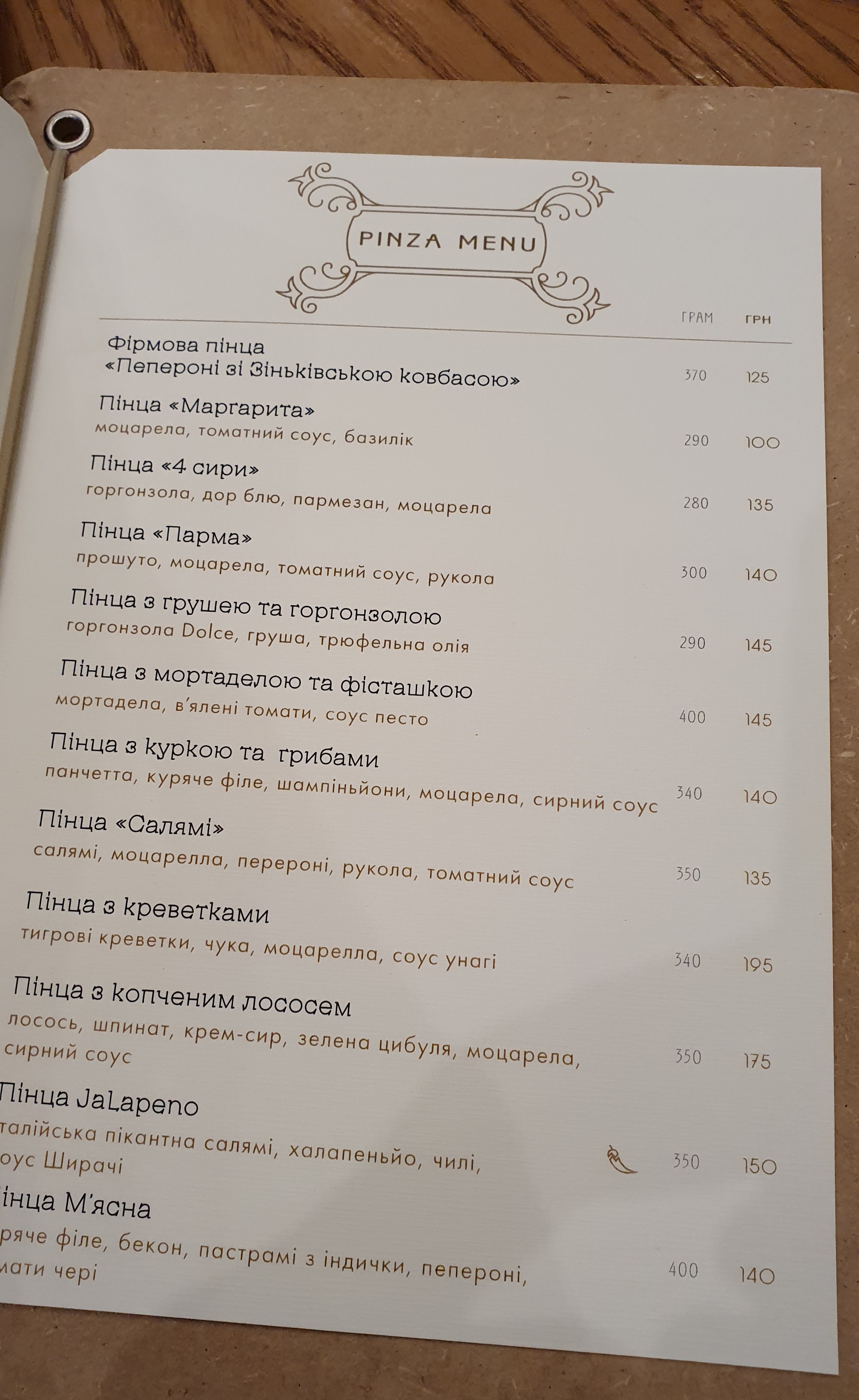 Cukernia Potocki menu 2