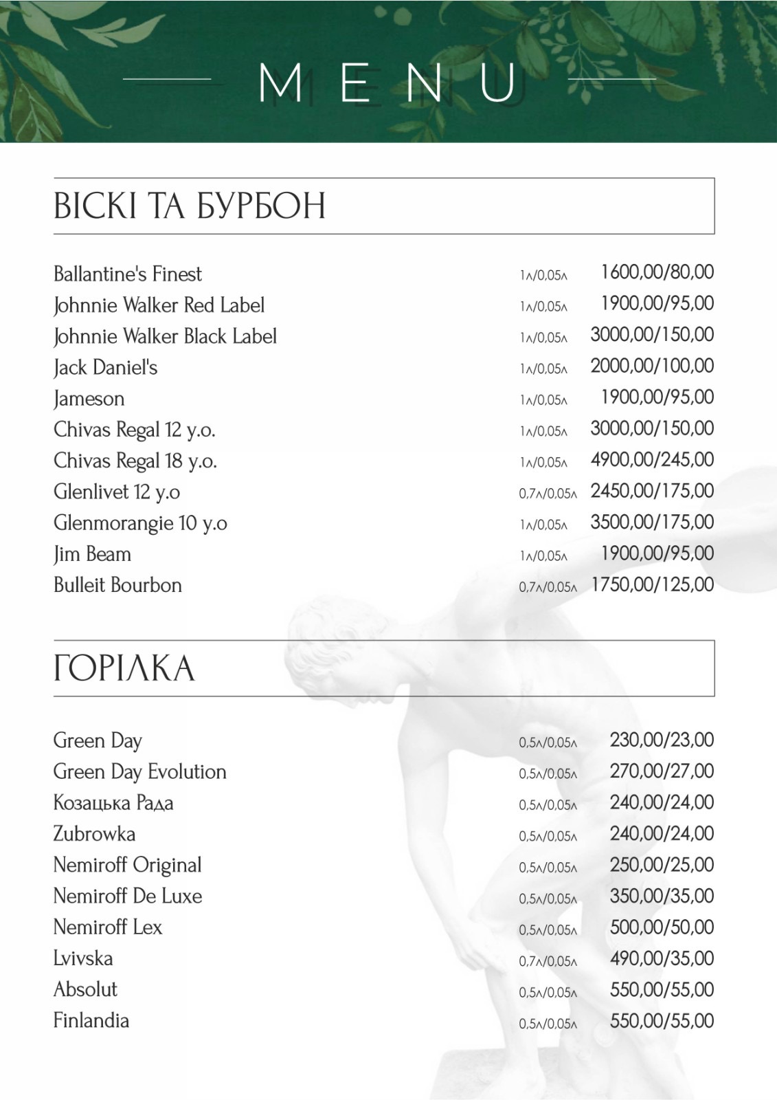 Sobkoff menu 2