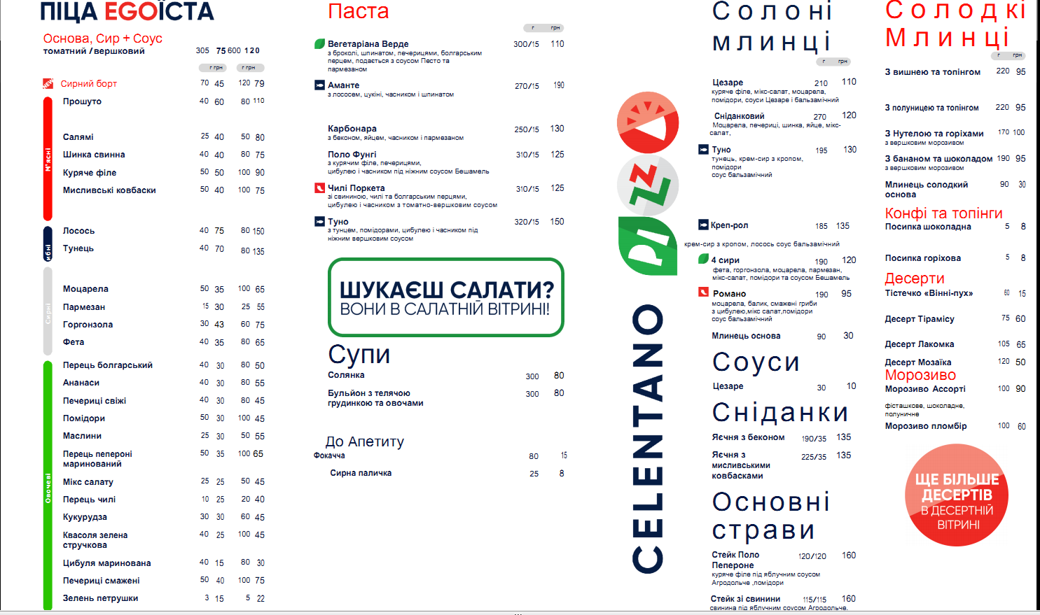 Pizza Celentano menu 1