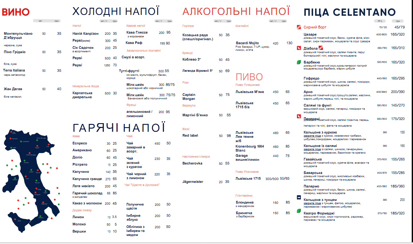 Pizza Celentano menu 2