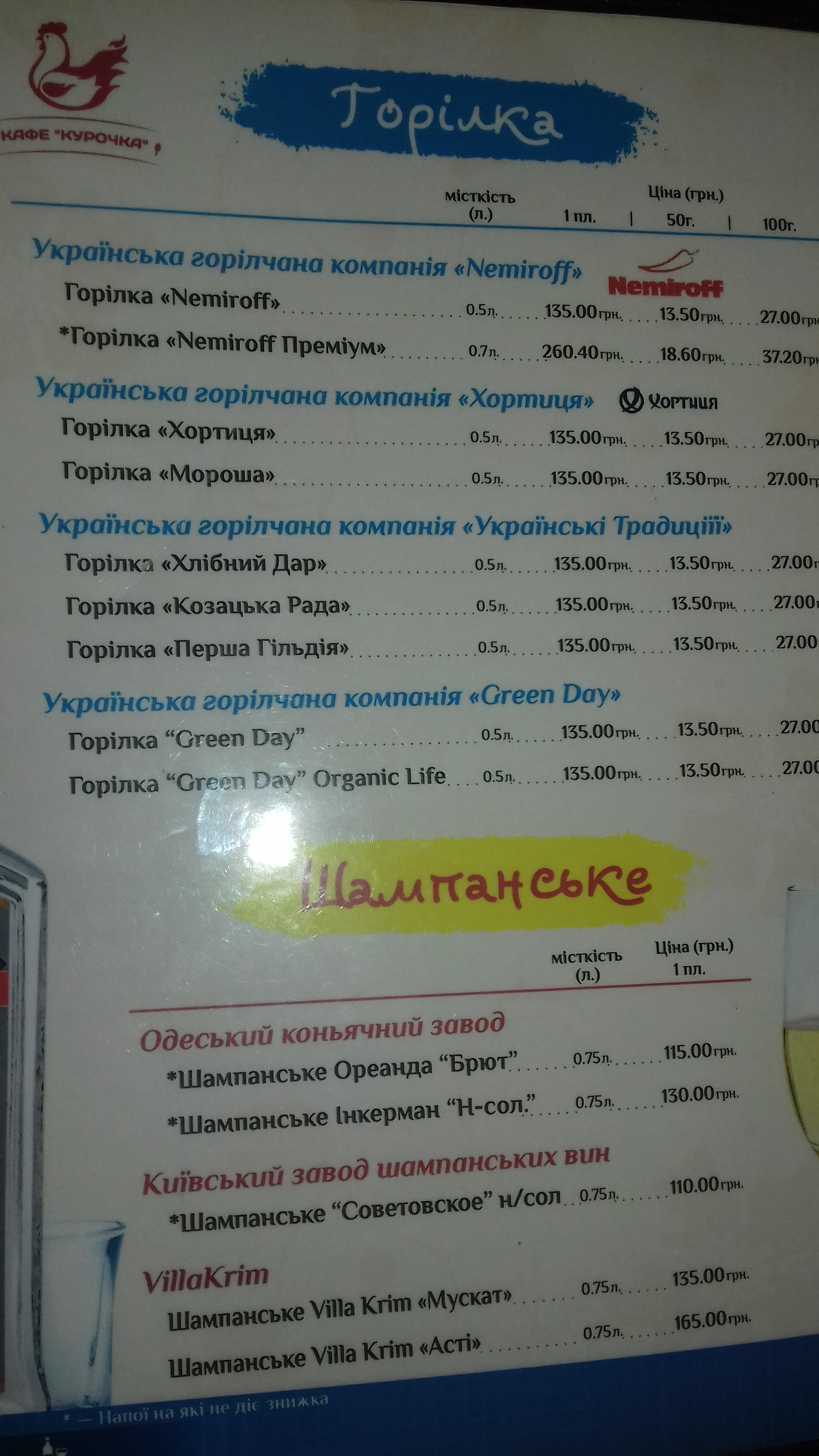 Kurochka menu 8