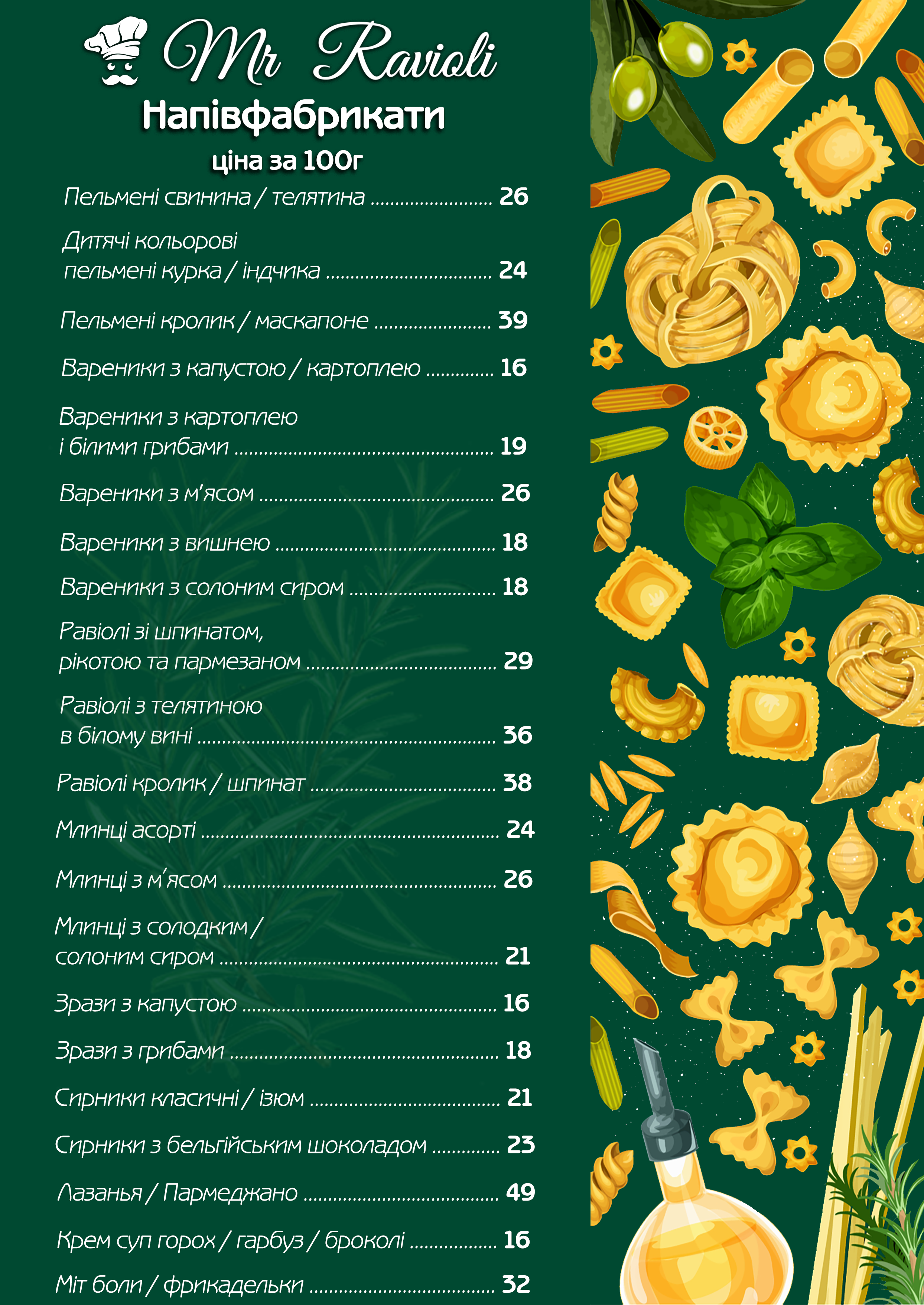 Mr. Ravioli menu 1