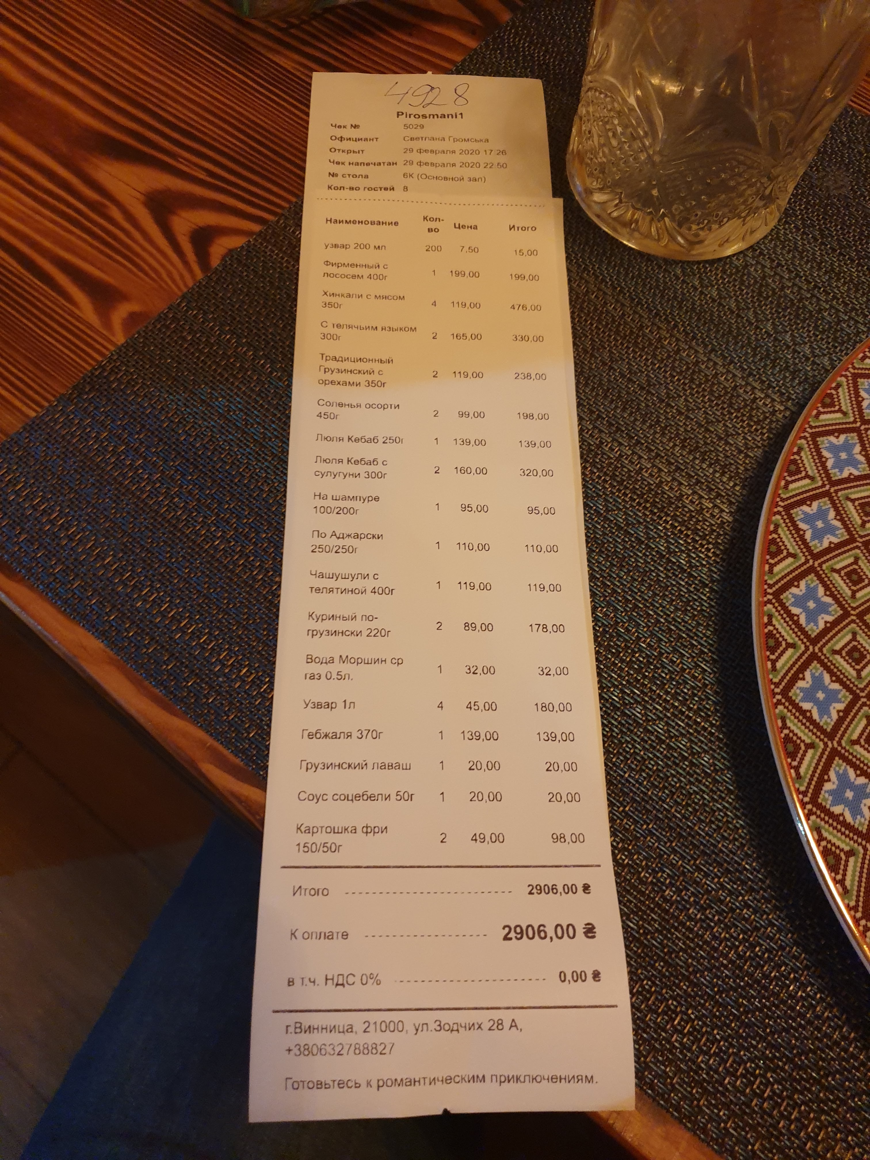 Pirosmani menu 4