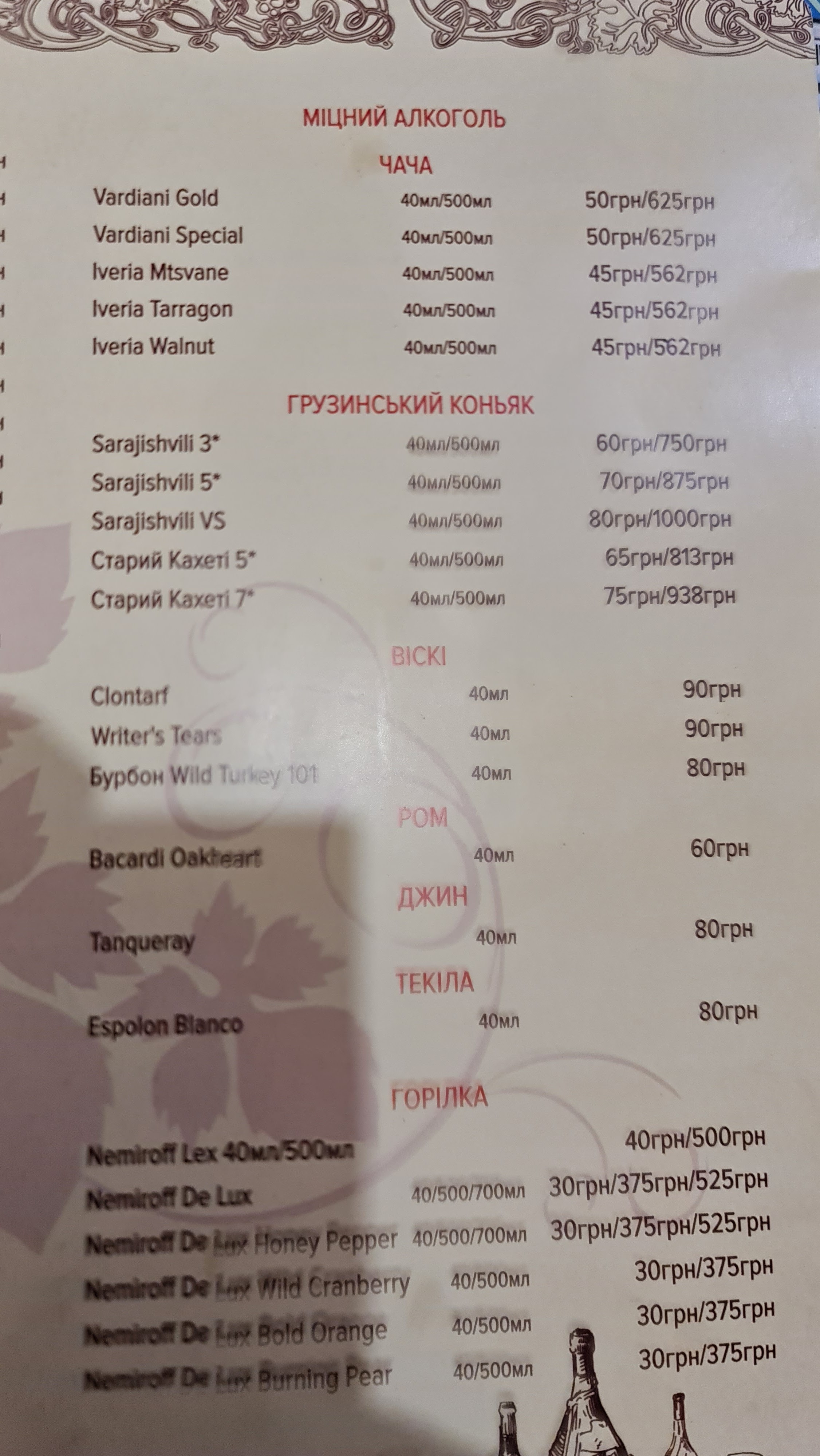 Lezhynka menu 3
