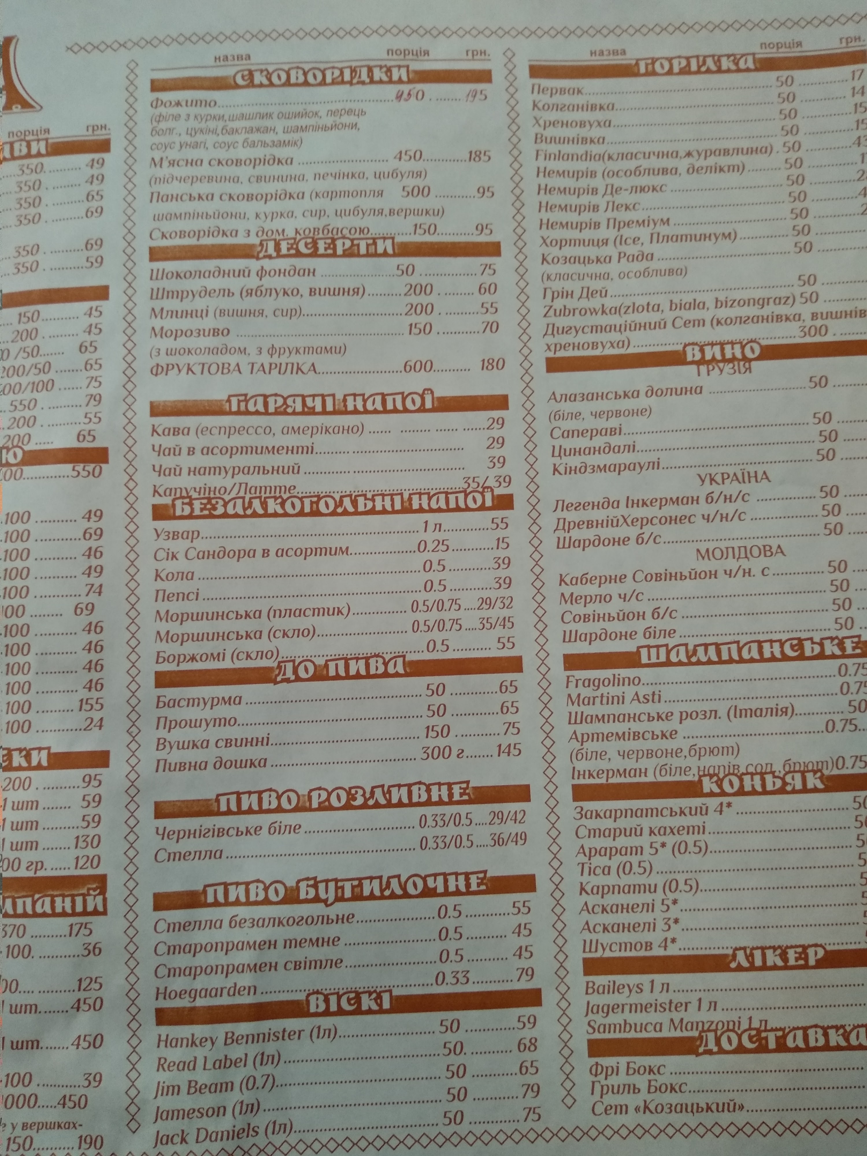Kolyba Nad Buhom menu 10