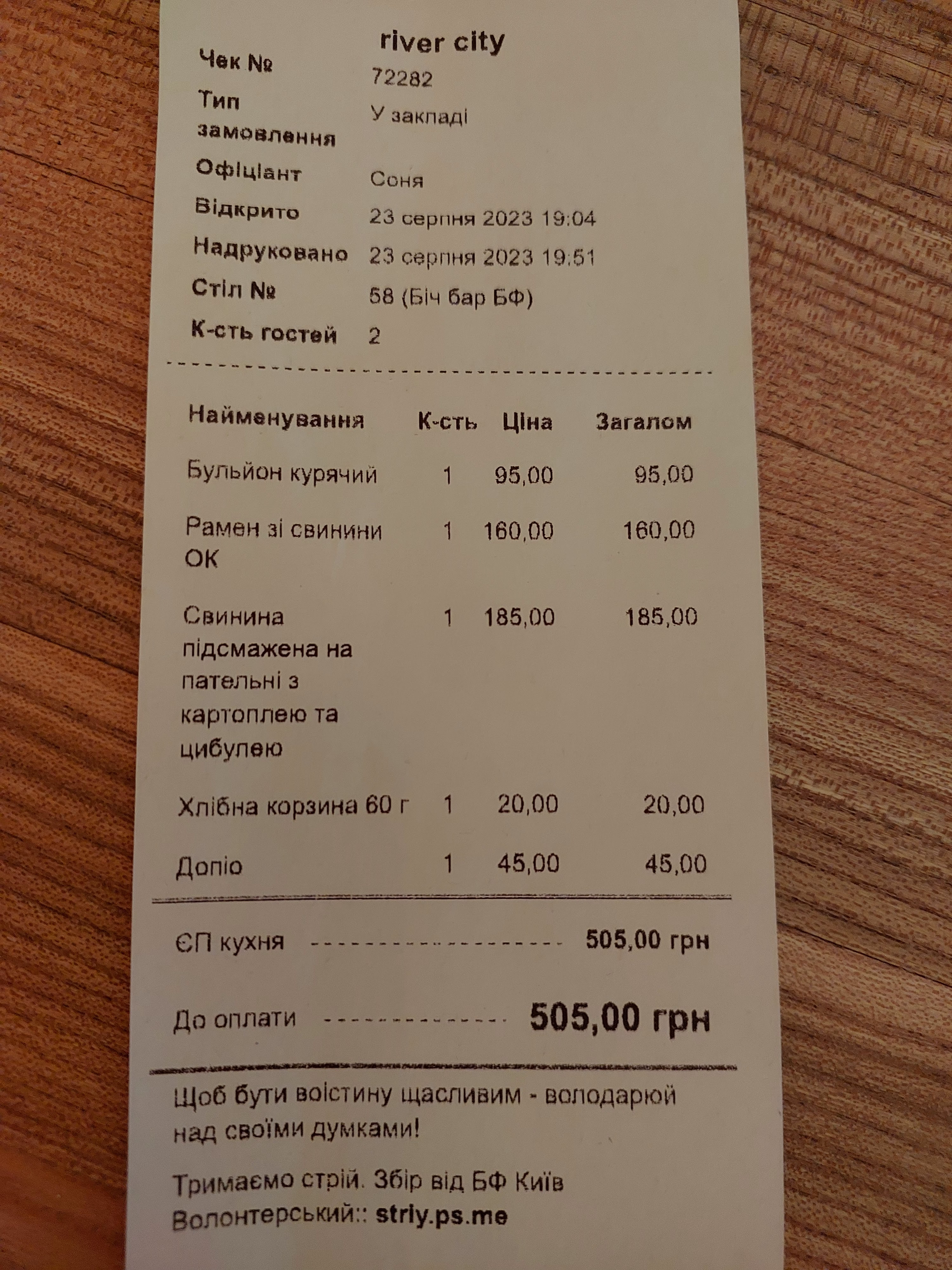 Restoran Ryver Syty menu 1