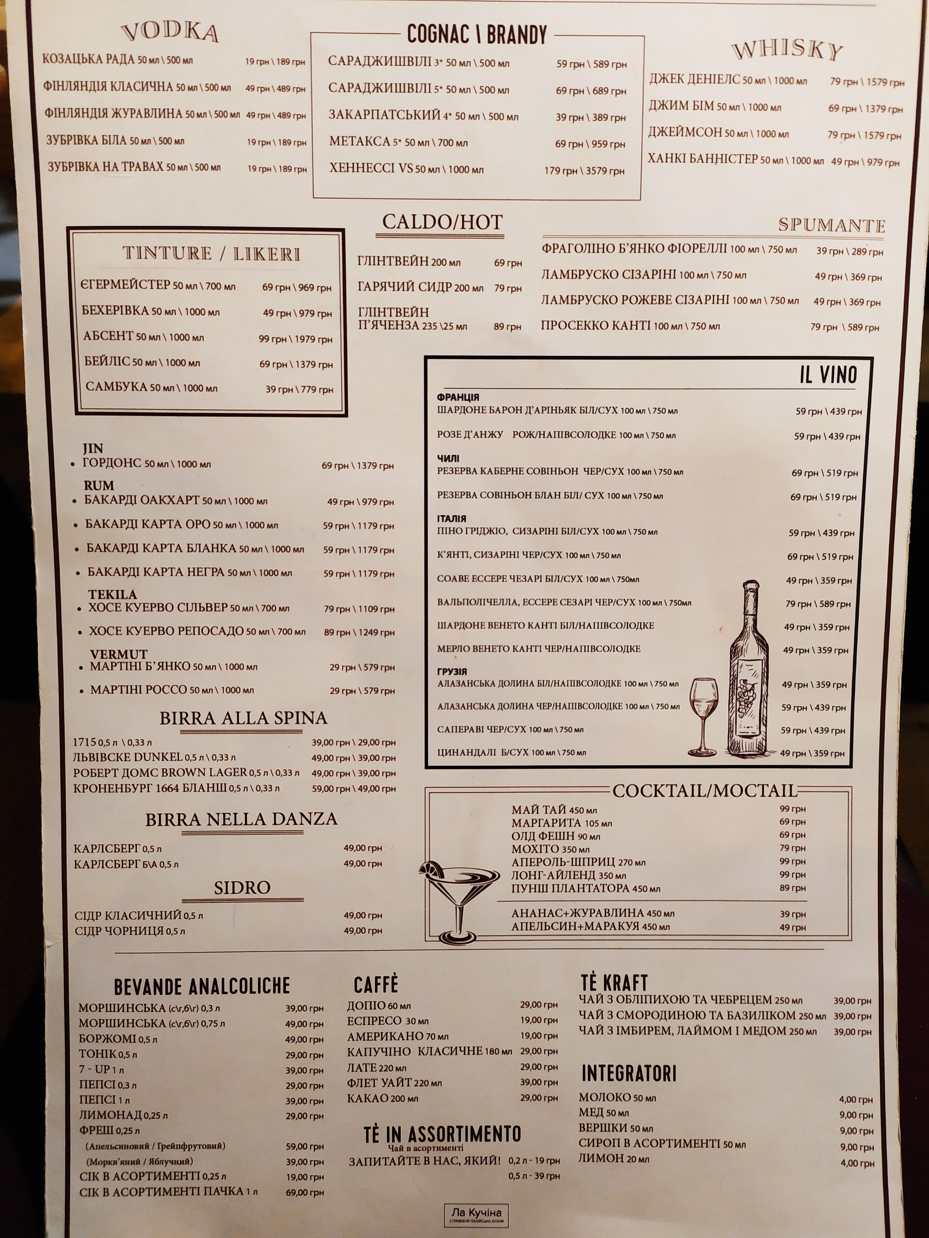 La cucina menu 3