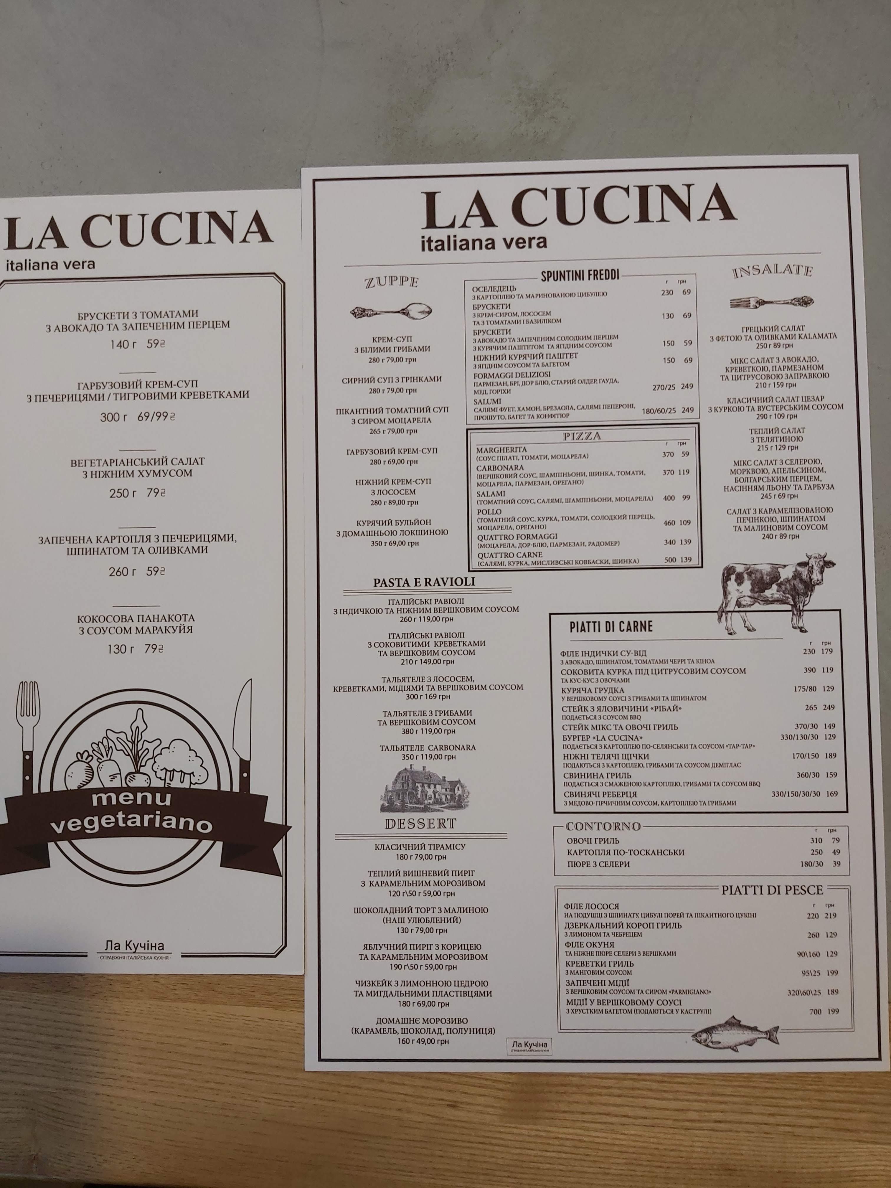 La cucina menu 4