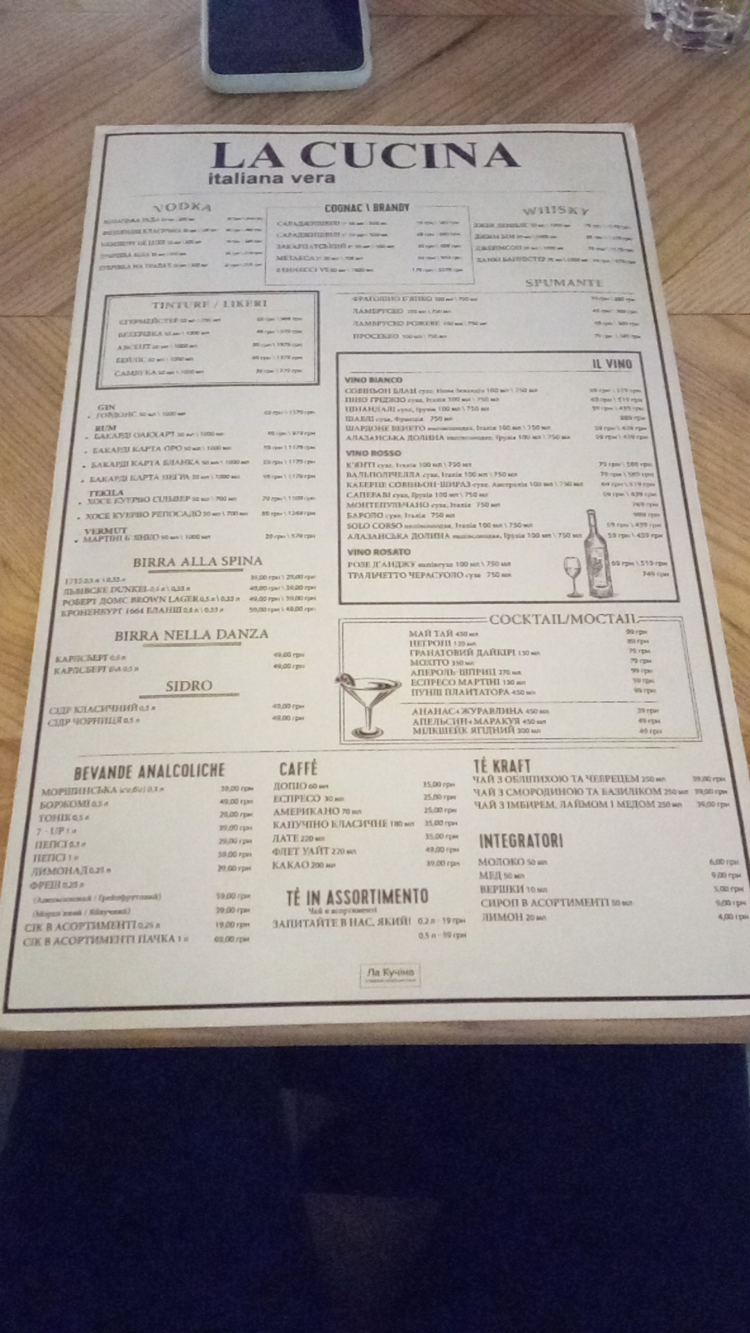 La cucina menu 6