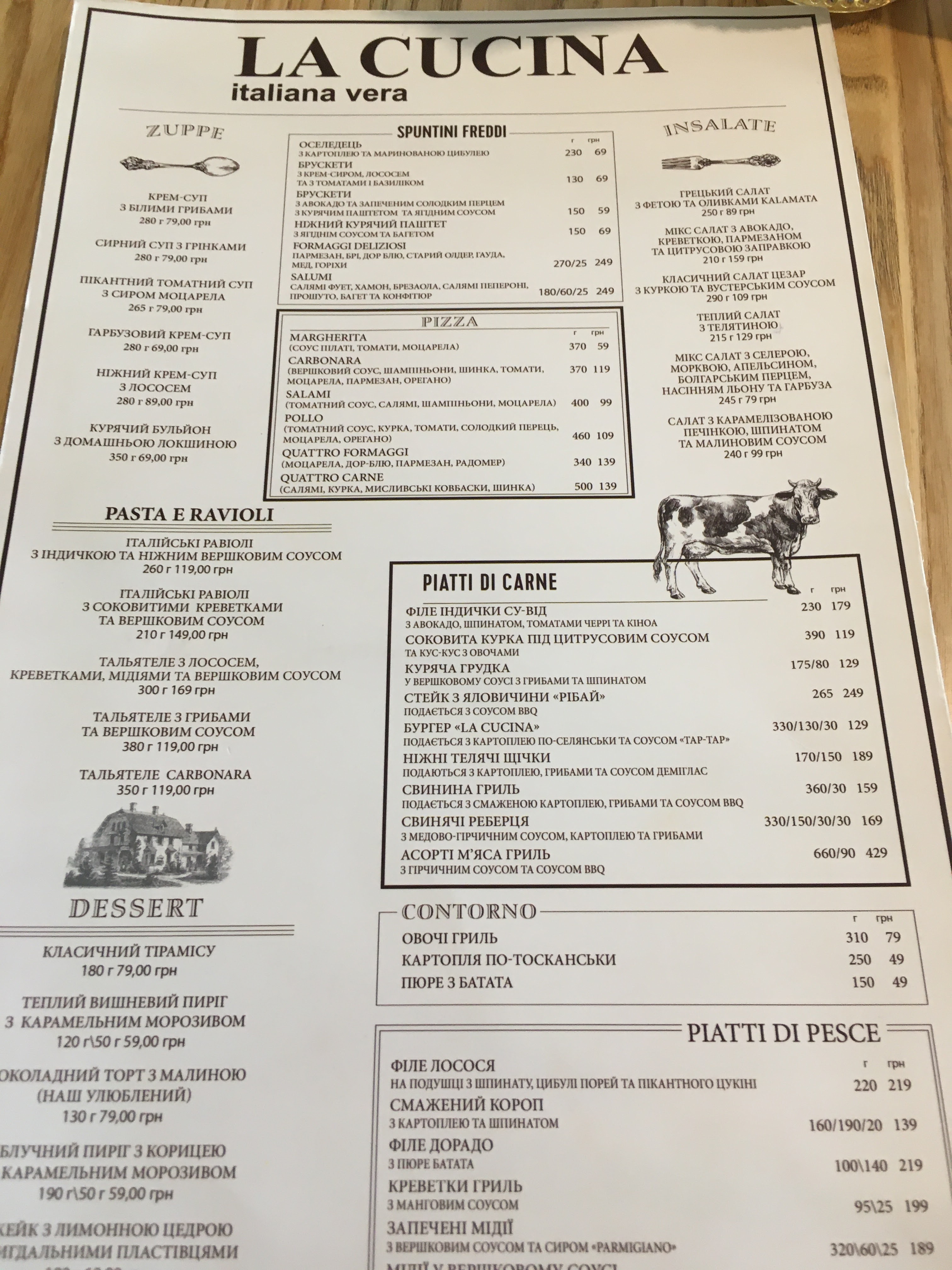 La cucina menu 7
