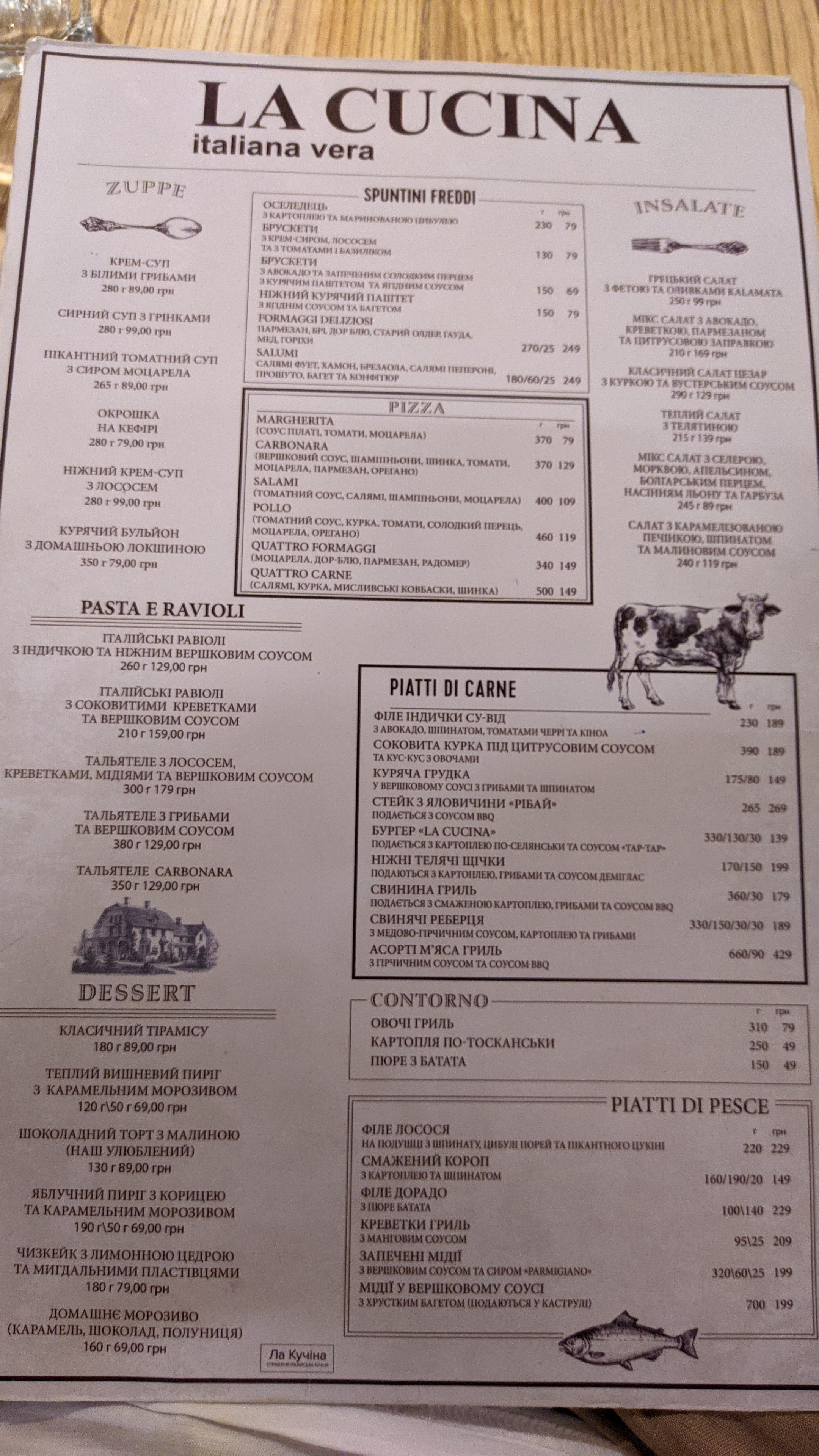 La cucina menu 8