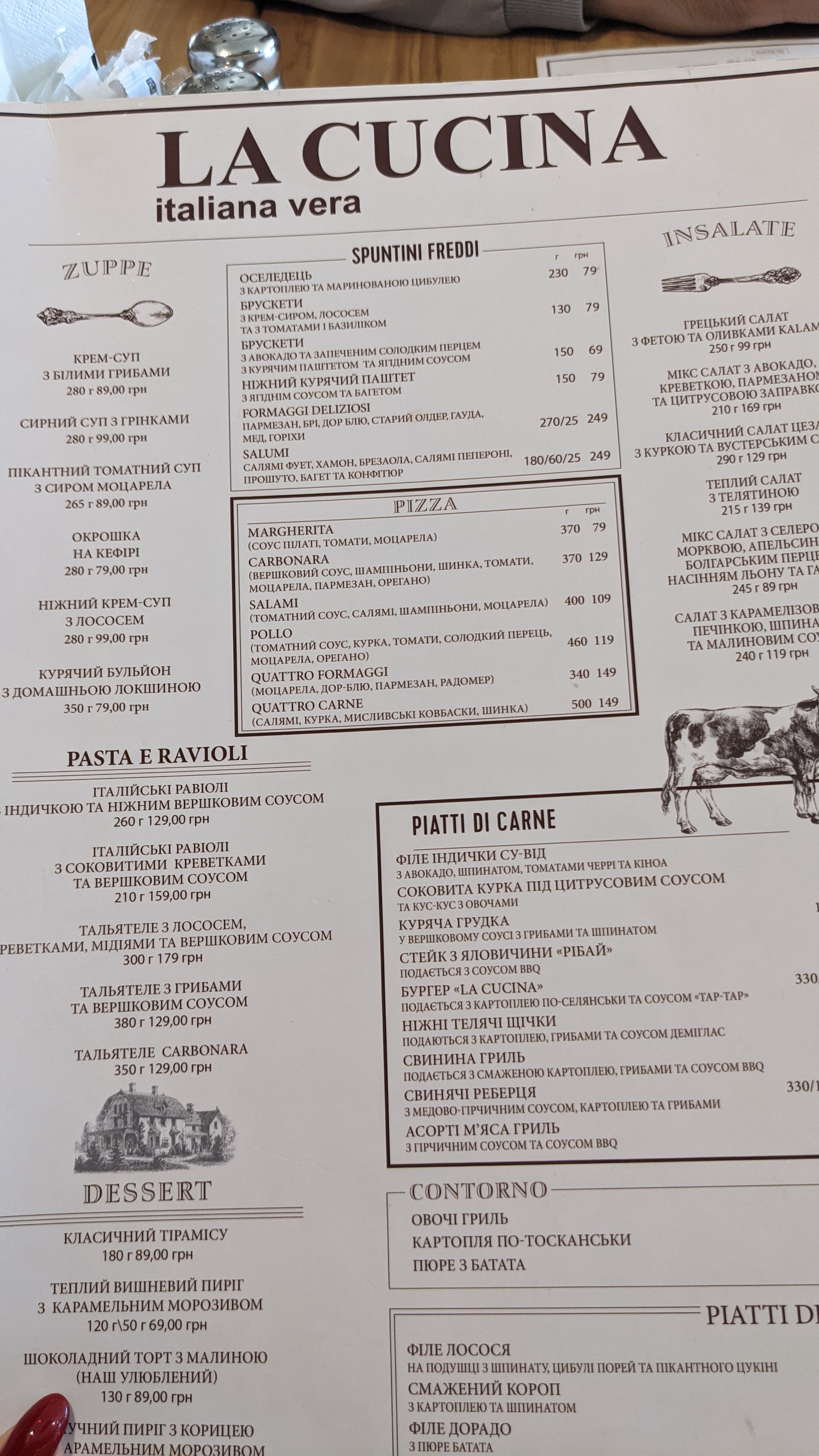 La cucina menu 9