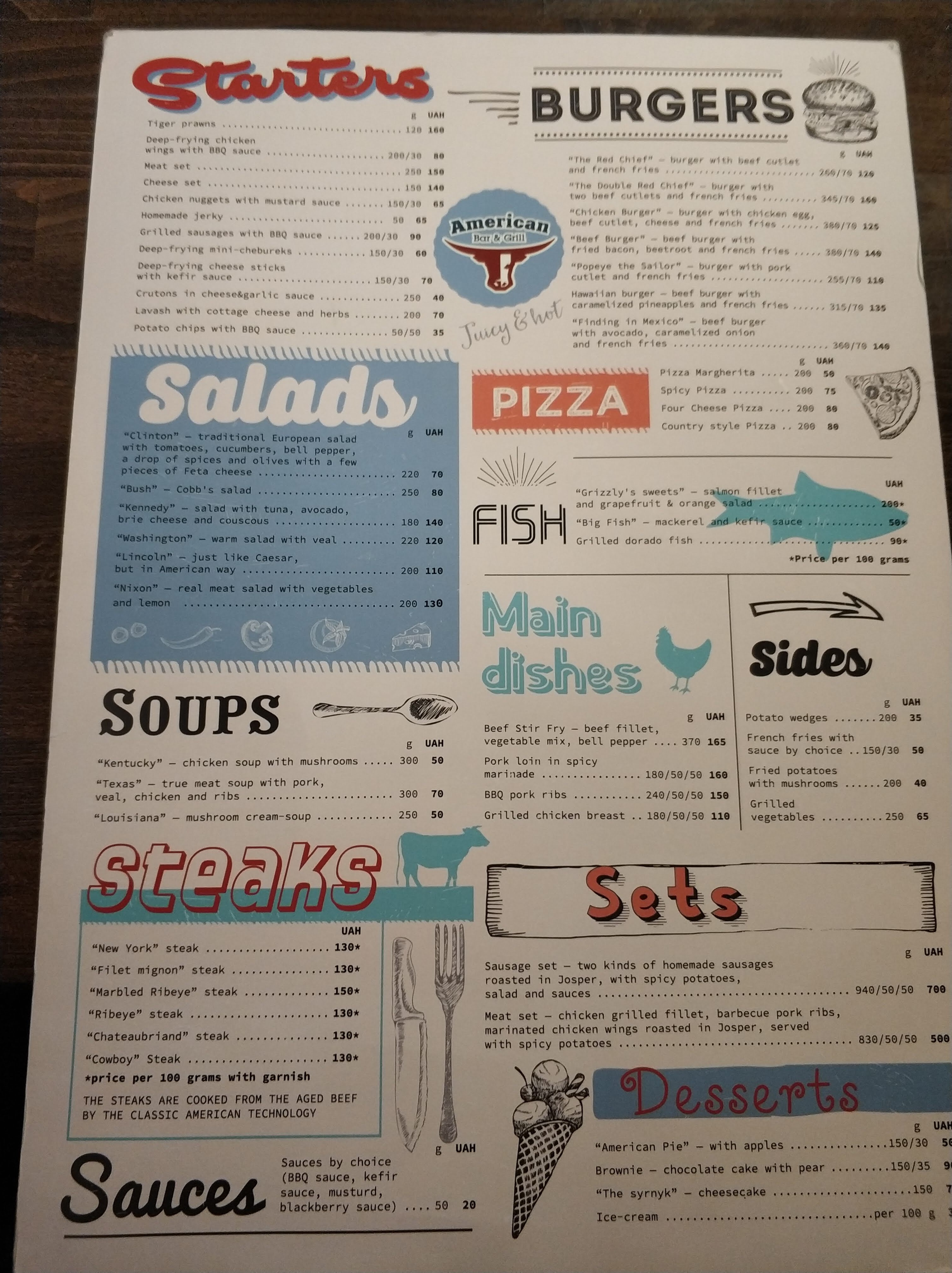 American Bar&Grill menu 1