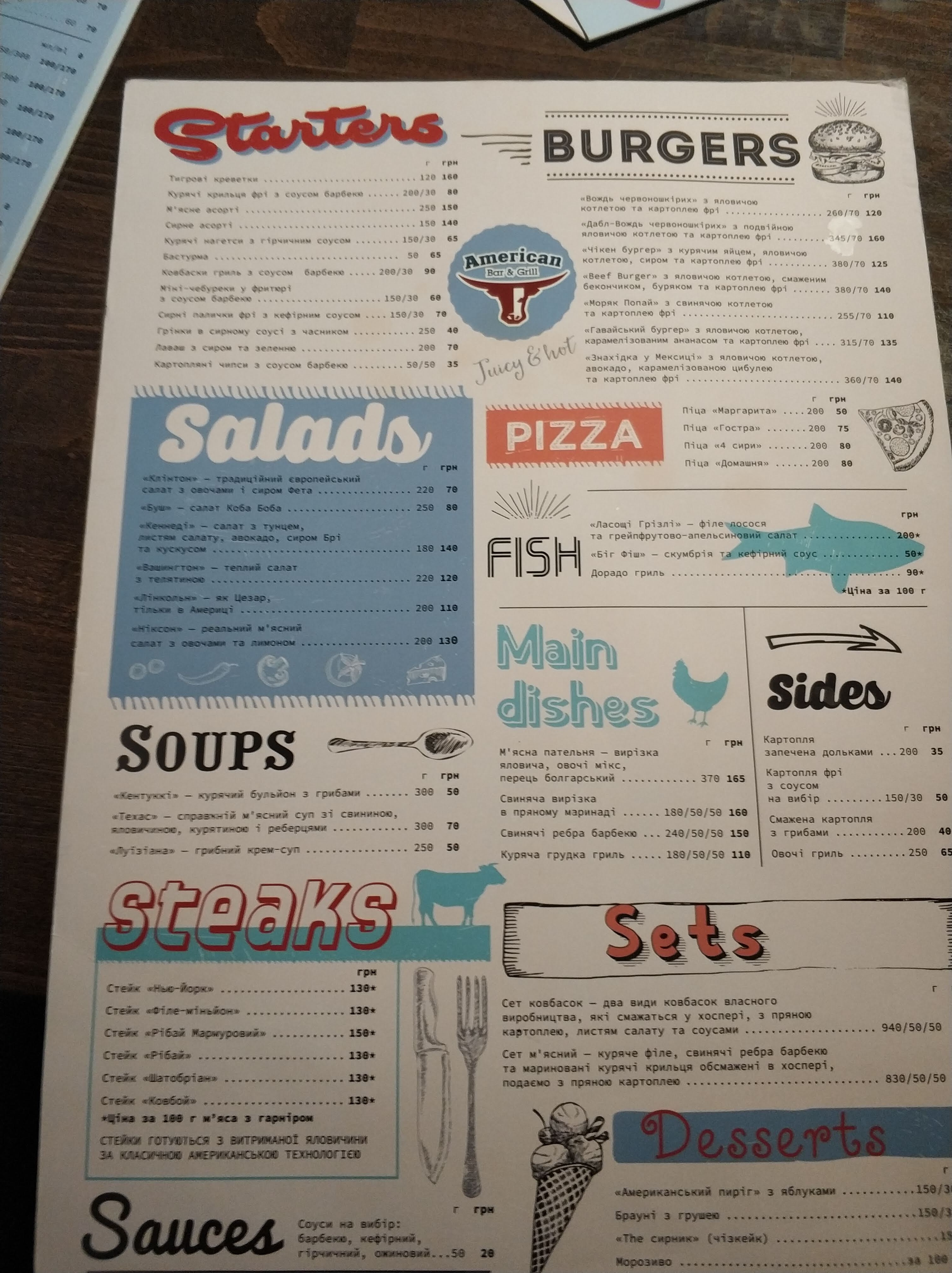American Bar&Grill menu 3