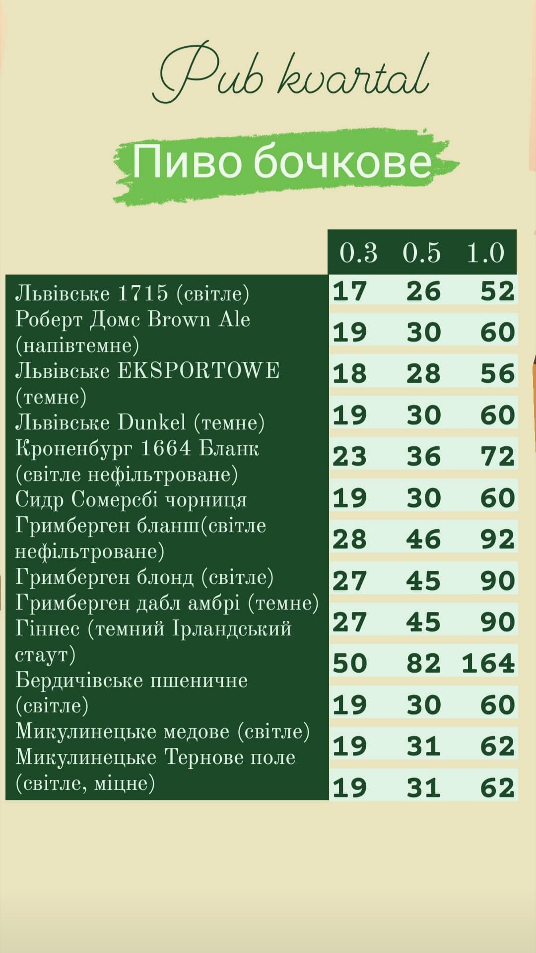 Pub Kvartal menu 5