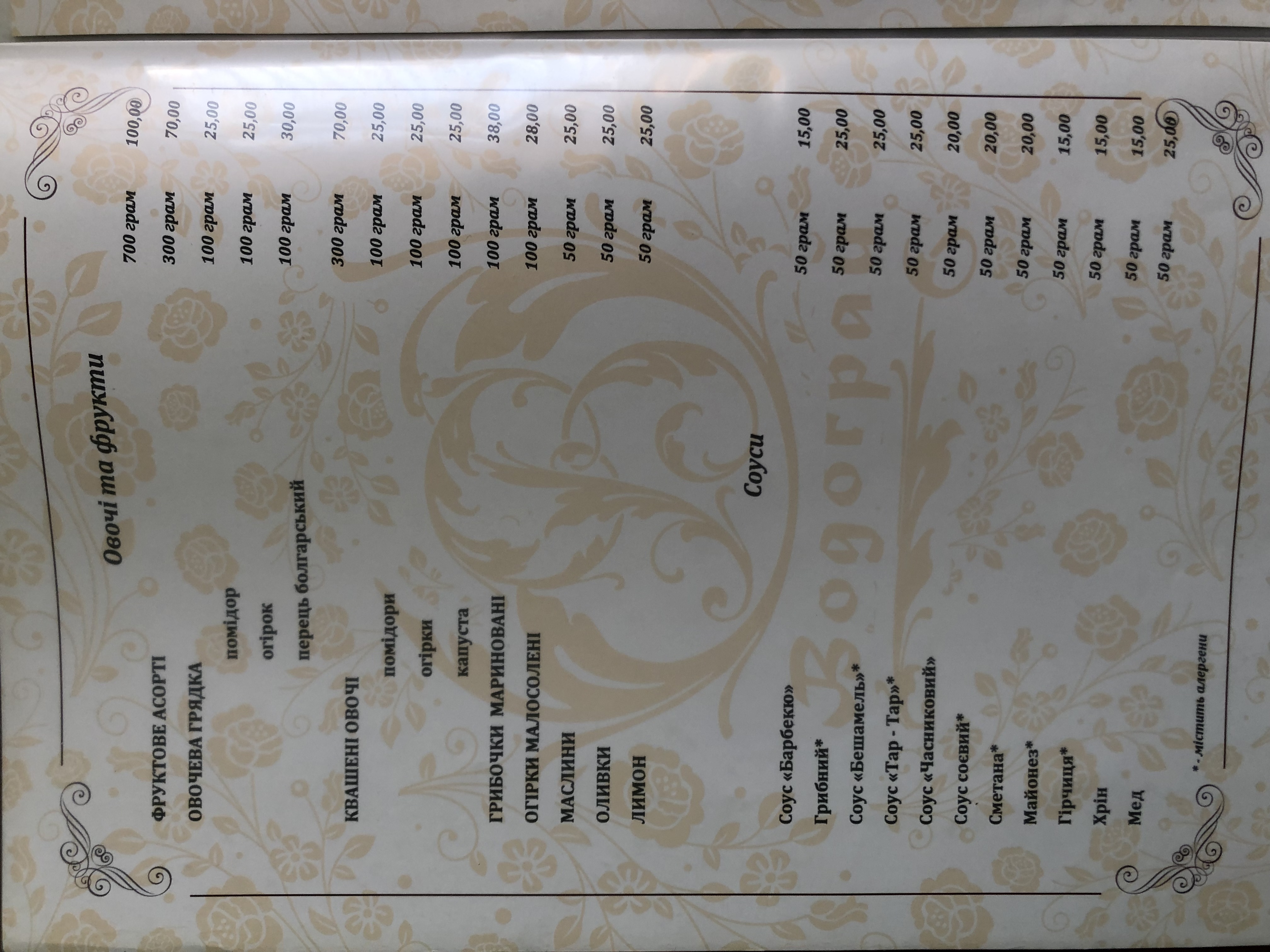 Vodohray menu 5