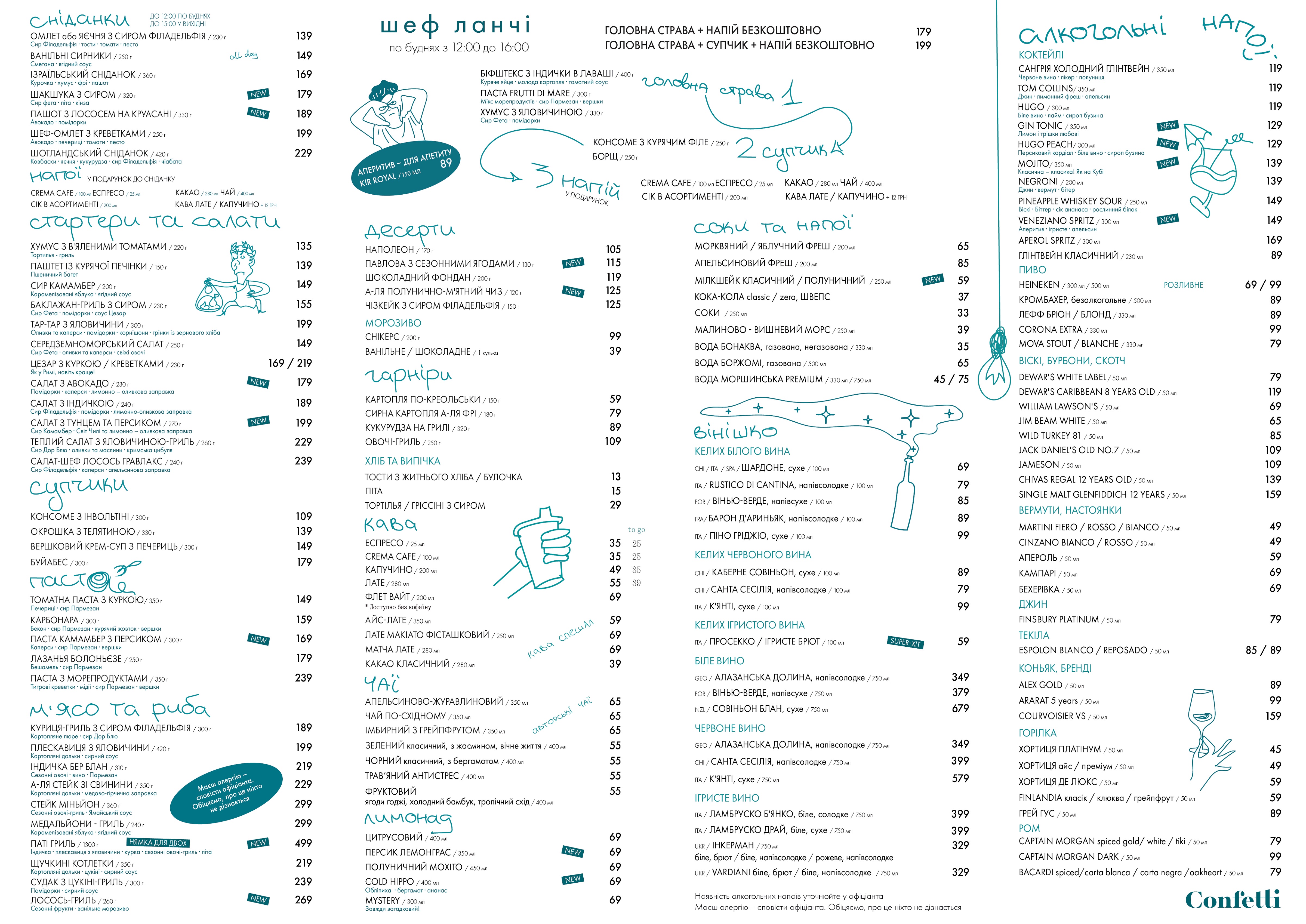 Confetti menu 12